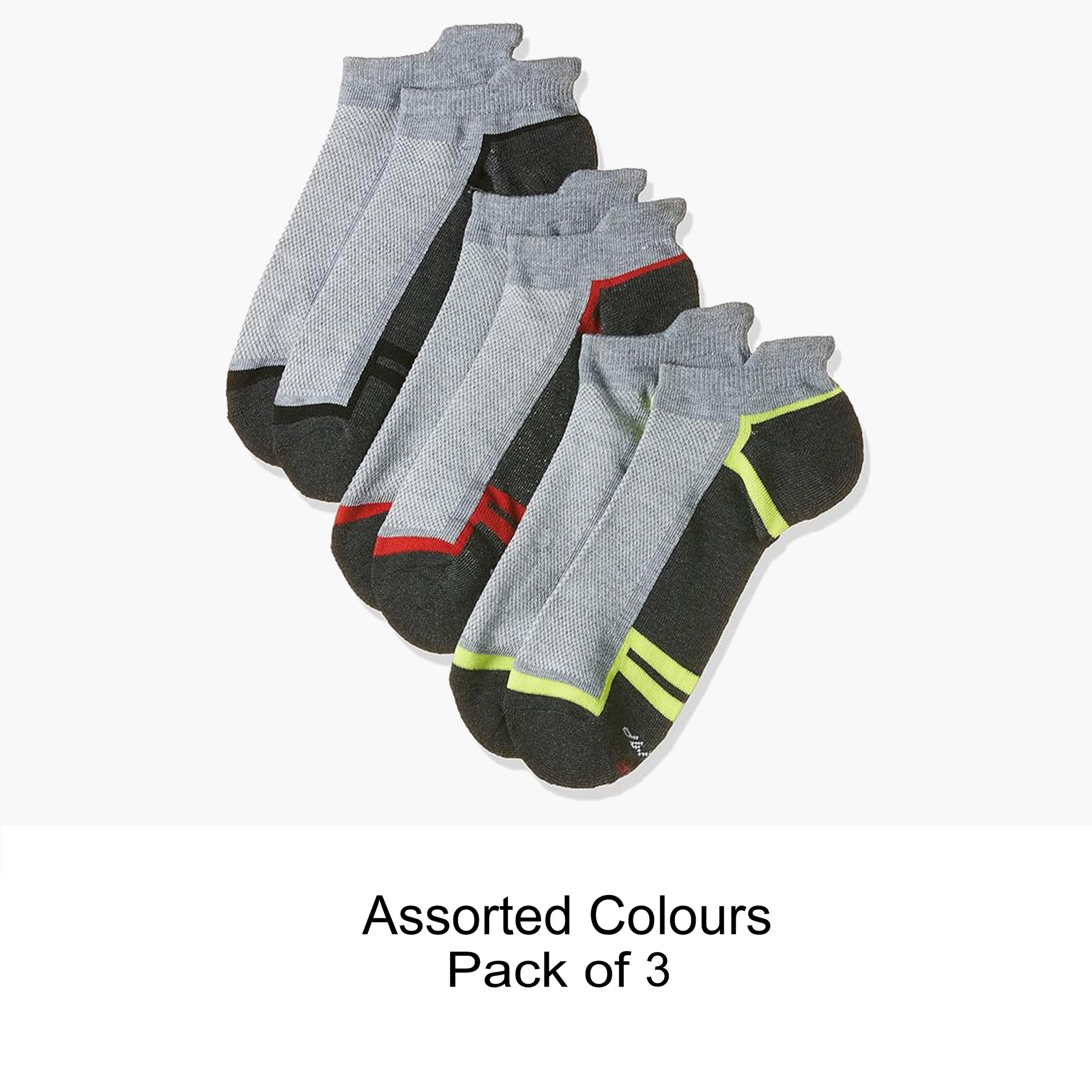 Hanes Assorted Pack of 3 Color-Block Ankle Length Men's Socks-men-socks-image-1