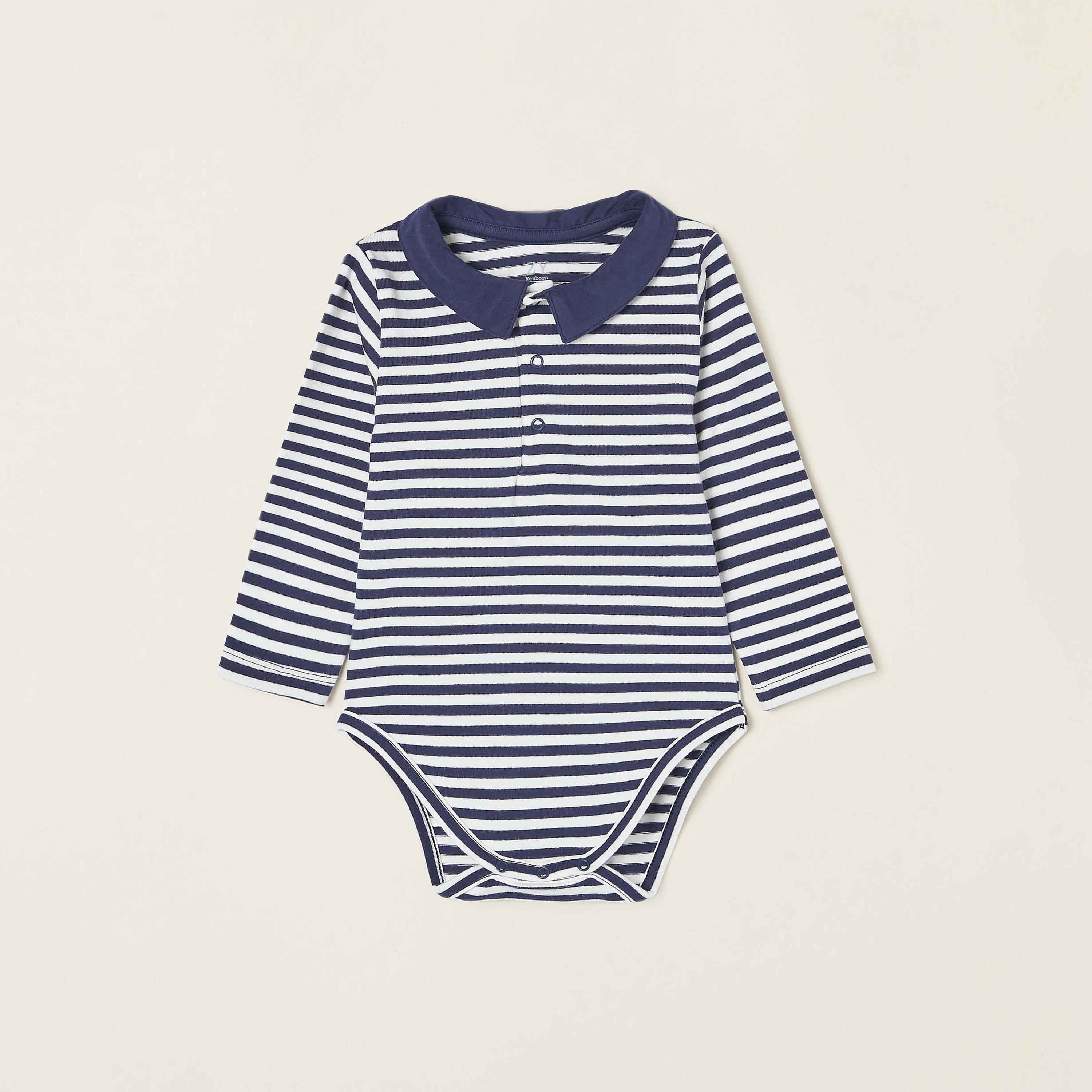 Zippy Striped Collar Neck Bodysuit-baby-boys-clothing-bodysuits-image-1
