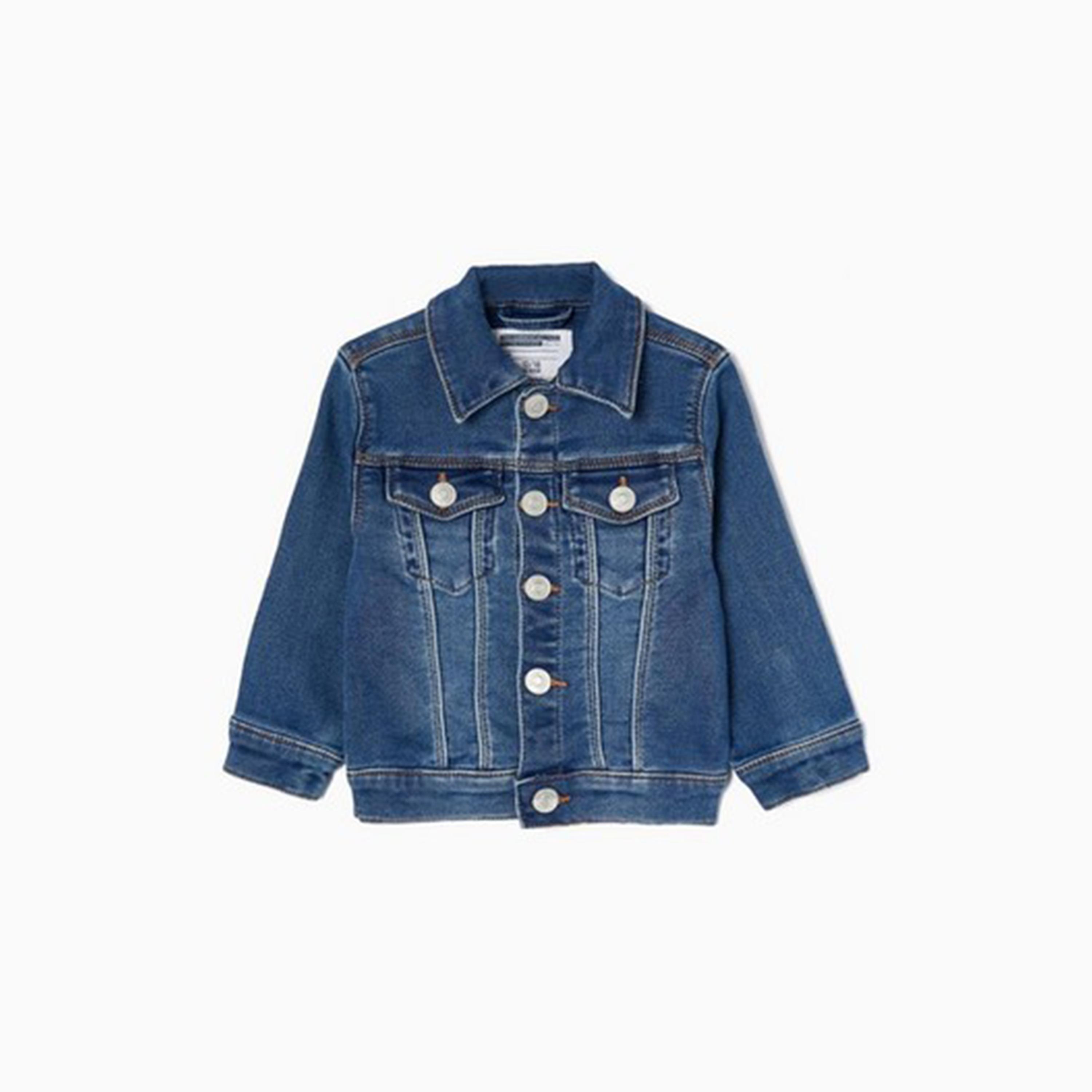 Zippy Solid Collar Neck Denim Jacket-baby-boys-clothing-jacketsandblazers-image-1