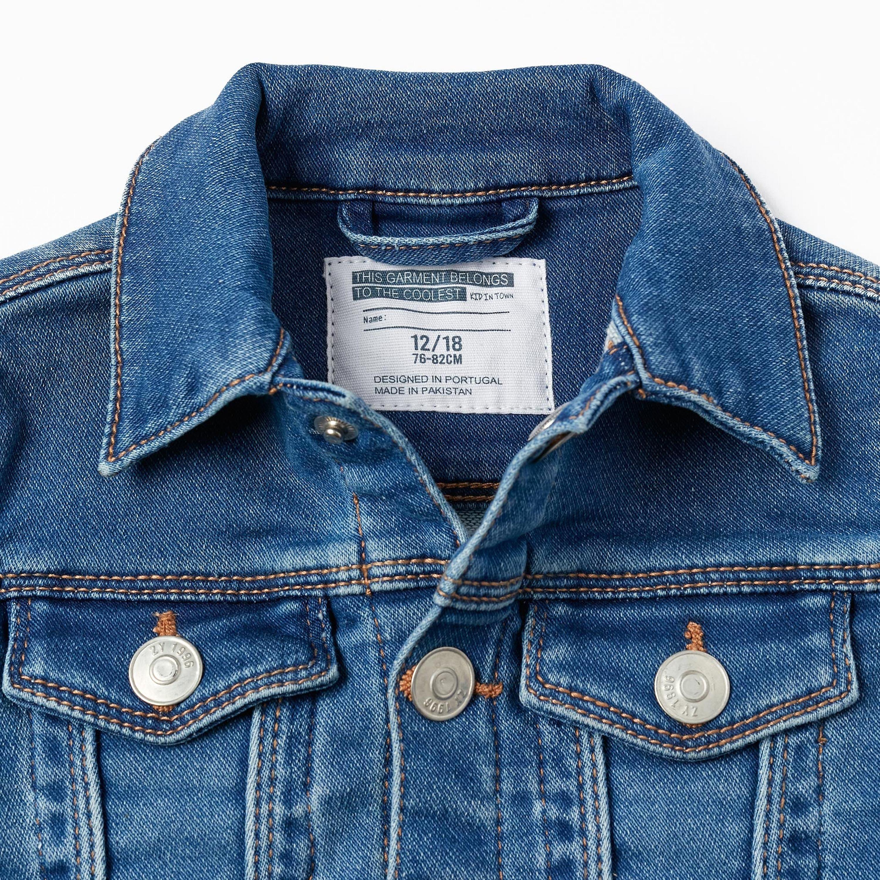 Zippy Solid Collar Neck Denim Jacket-baby-boys-clothing-jacketsandblazers-image-2