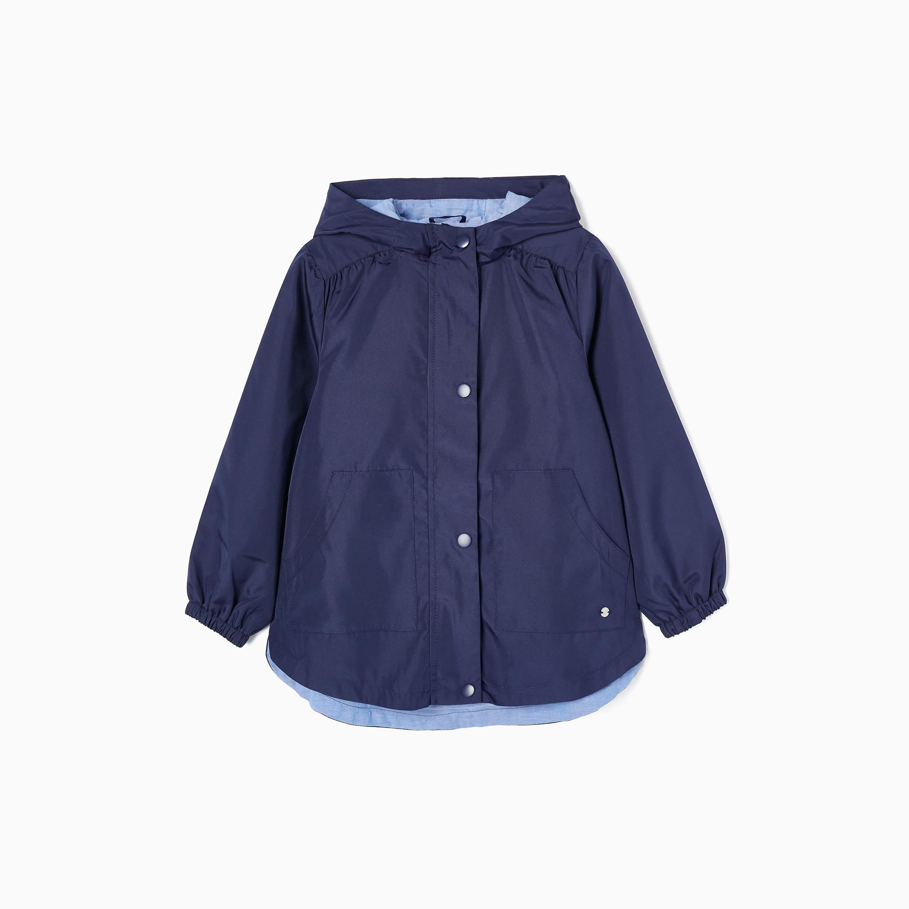 جاكيت واقي بغطاء للرأس سادة من زيبي-girls-clothing-winterwear-jacketsandcoats-image-1