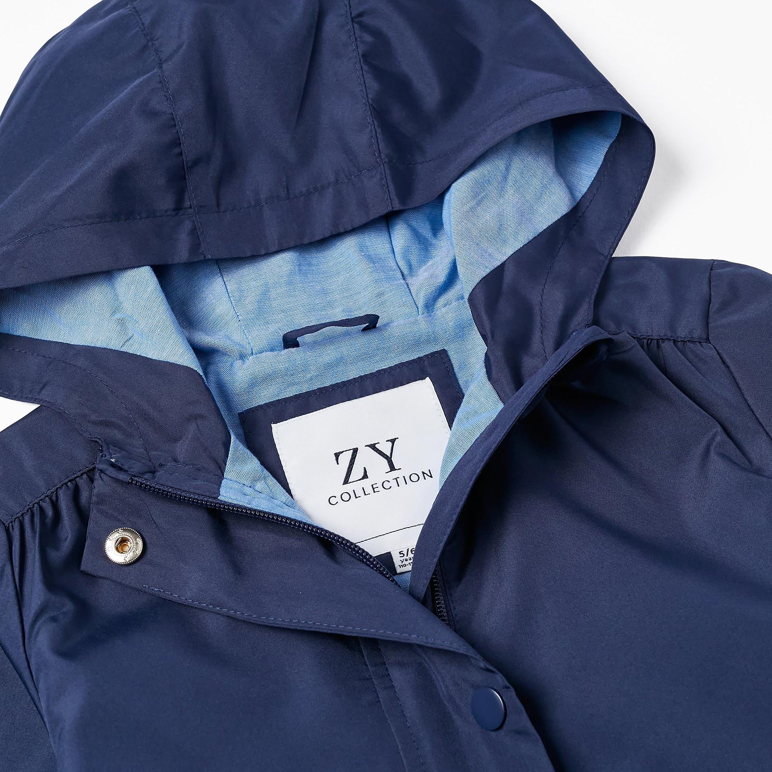 Zippy Solid Hooded Windbreaker Jacket-girls-clothing-winterwear-jacketsandcoats-image-3