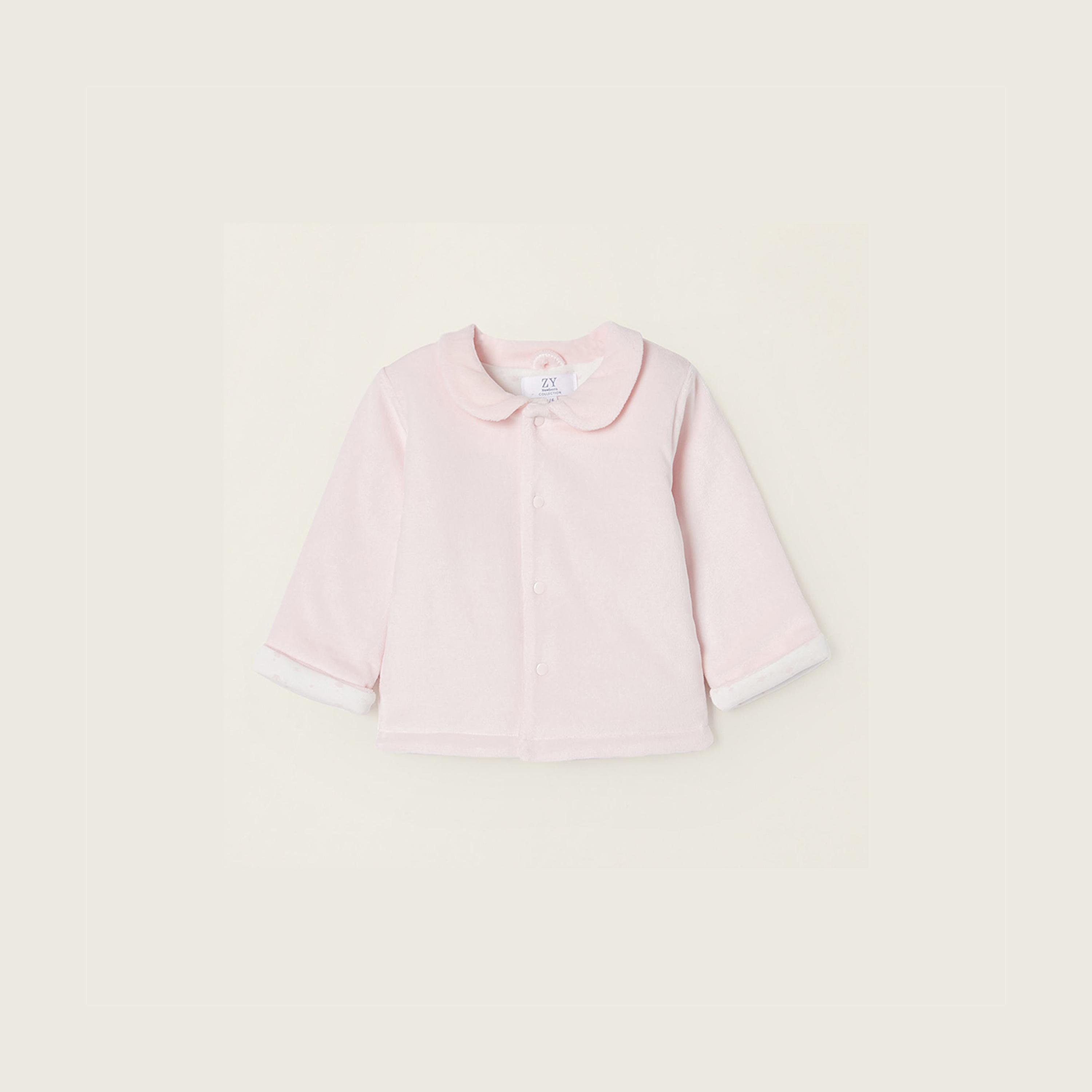 Zippy Solid Collar Neck Velour Jacket-baby-girls-clothing-jacketsandcoats-image-1