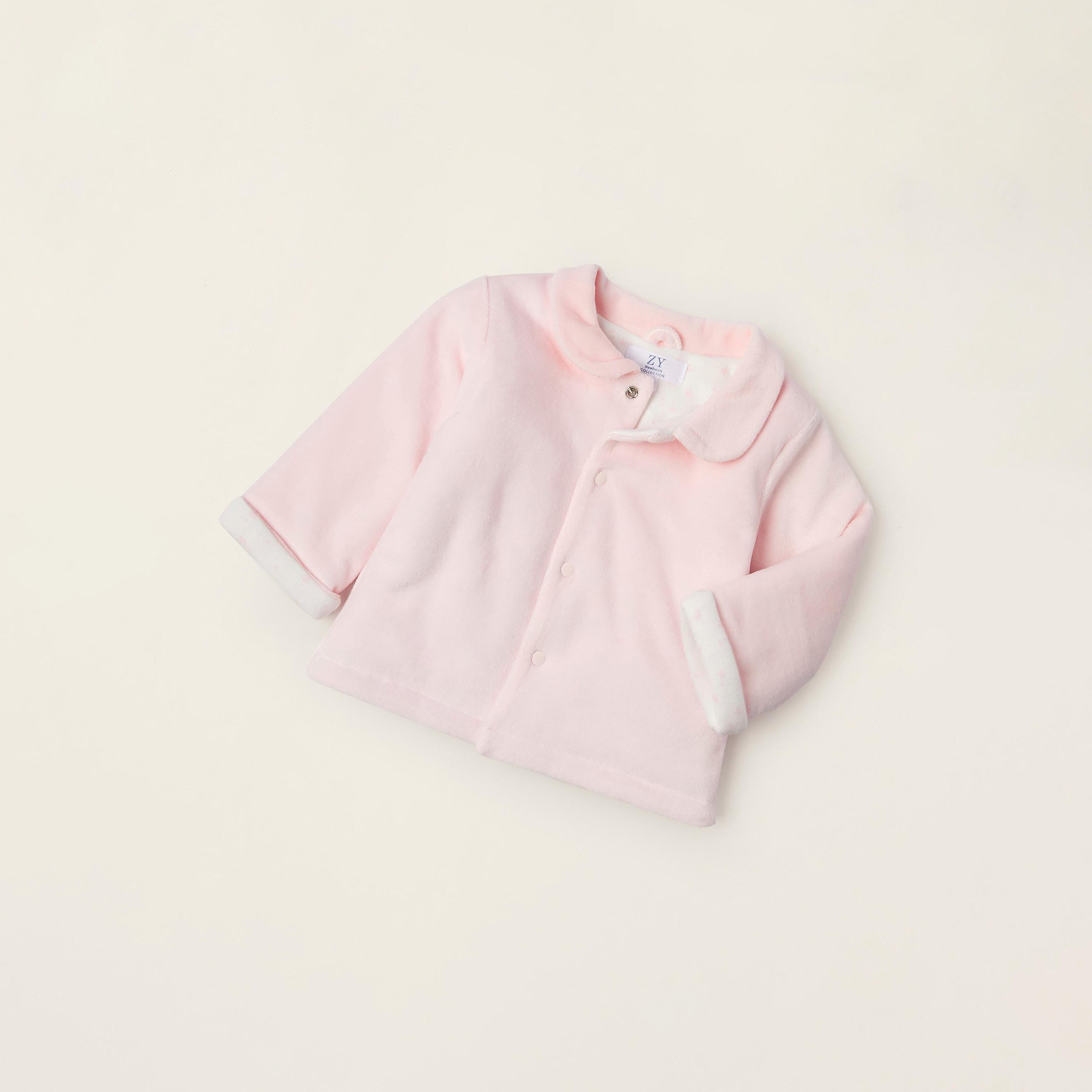 Zippy Solid Collar Neck Velour Jacket-baby-girls-clothing-jacketsandcoats-image-2