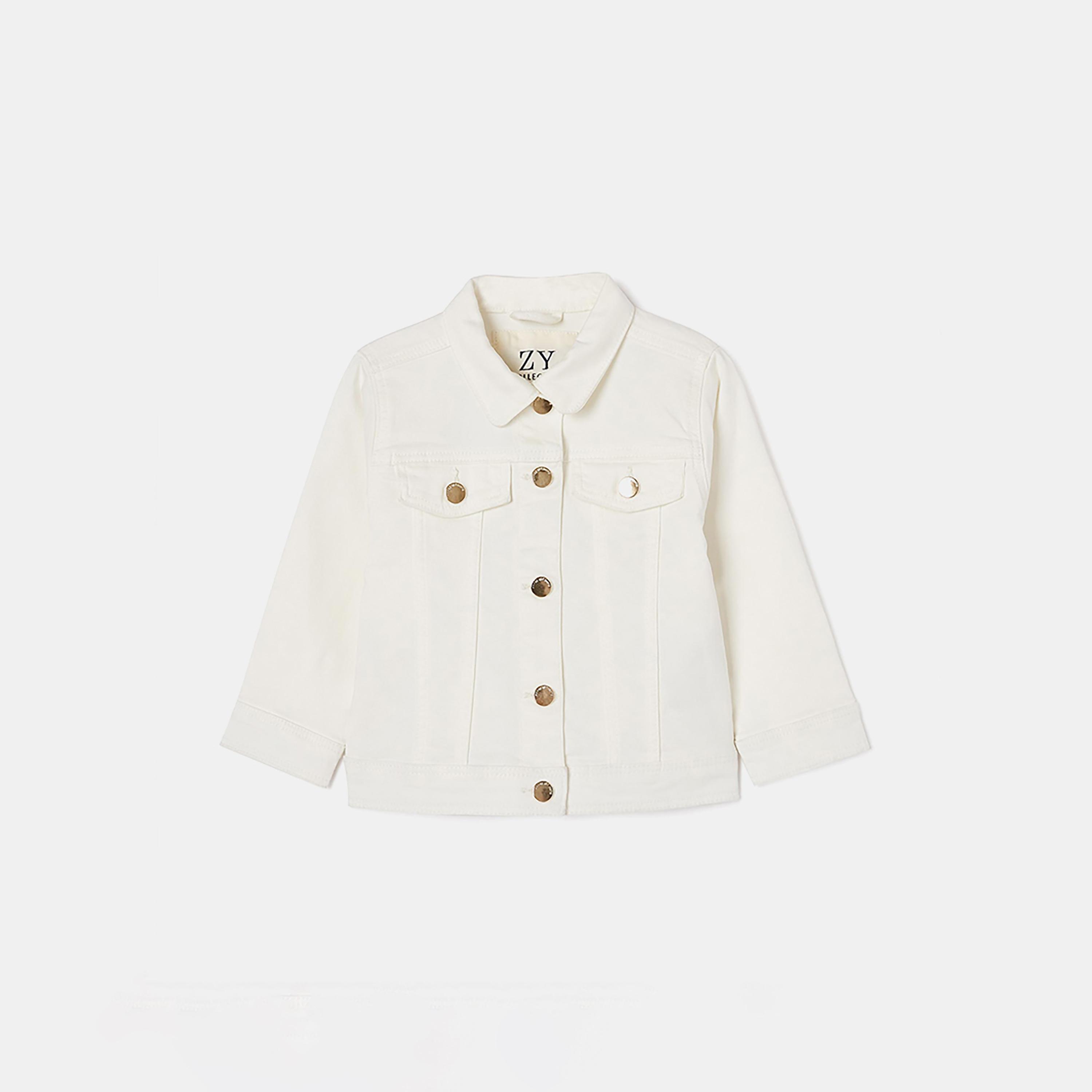 Zippy Solid Collar Neck Denim Jacket-baby-girls-clothing-jacketsandcoats-image-1