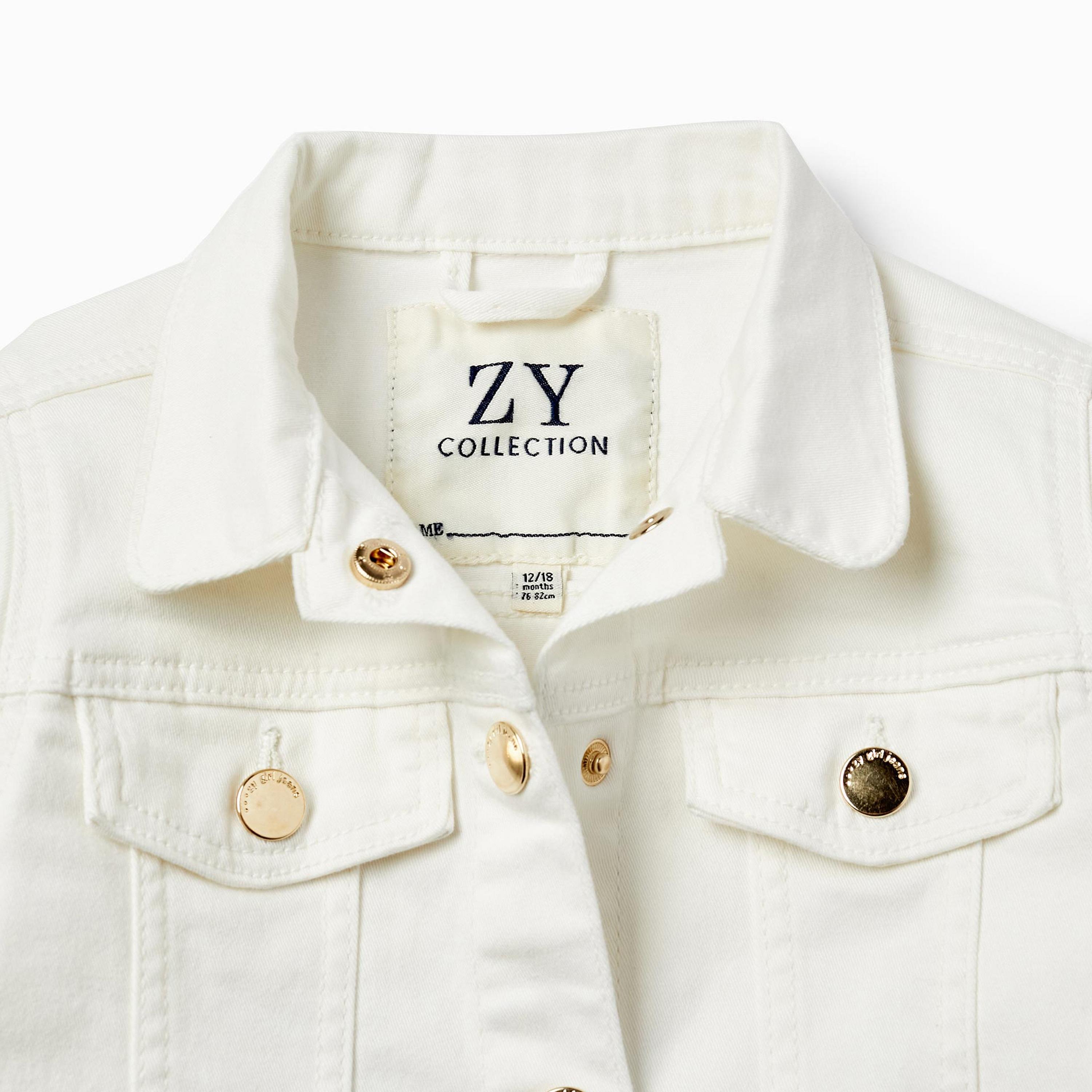 Zippy Solid Collar Neck Denim Jacket-baby-girls-clothing-jacketsandcoats-image-2