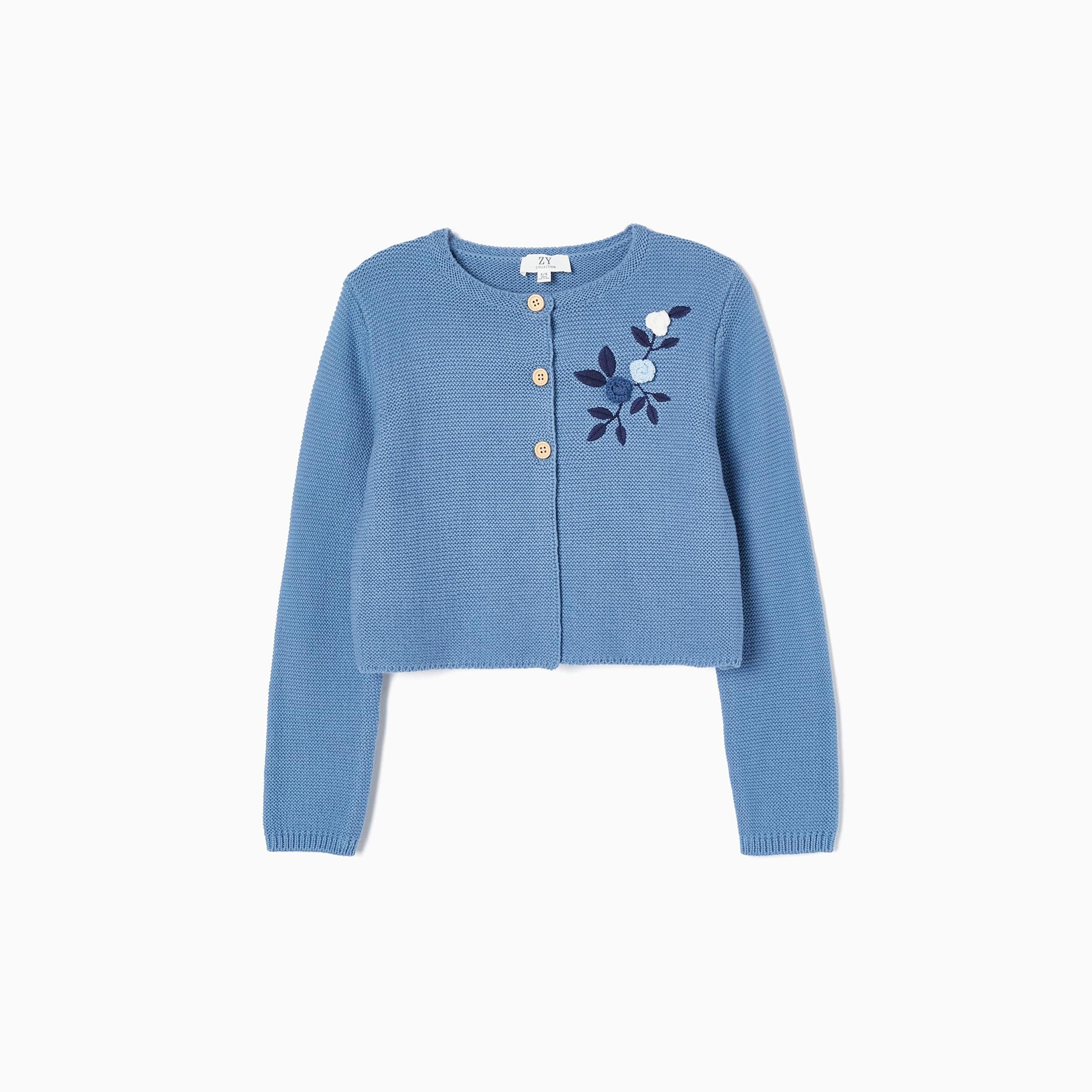 Zippy Floral Embroidred Round Neck Cardigan-girls-clothing-winterwear-jumpersandcardigans-image-1