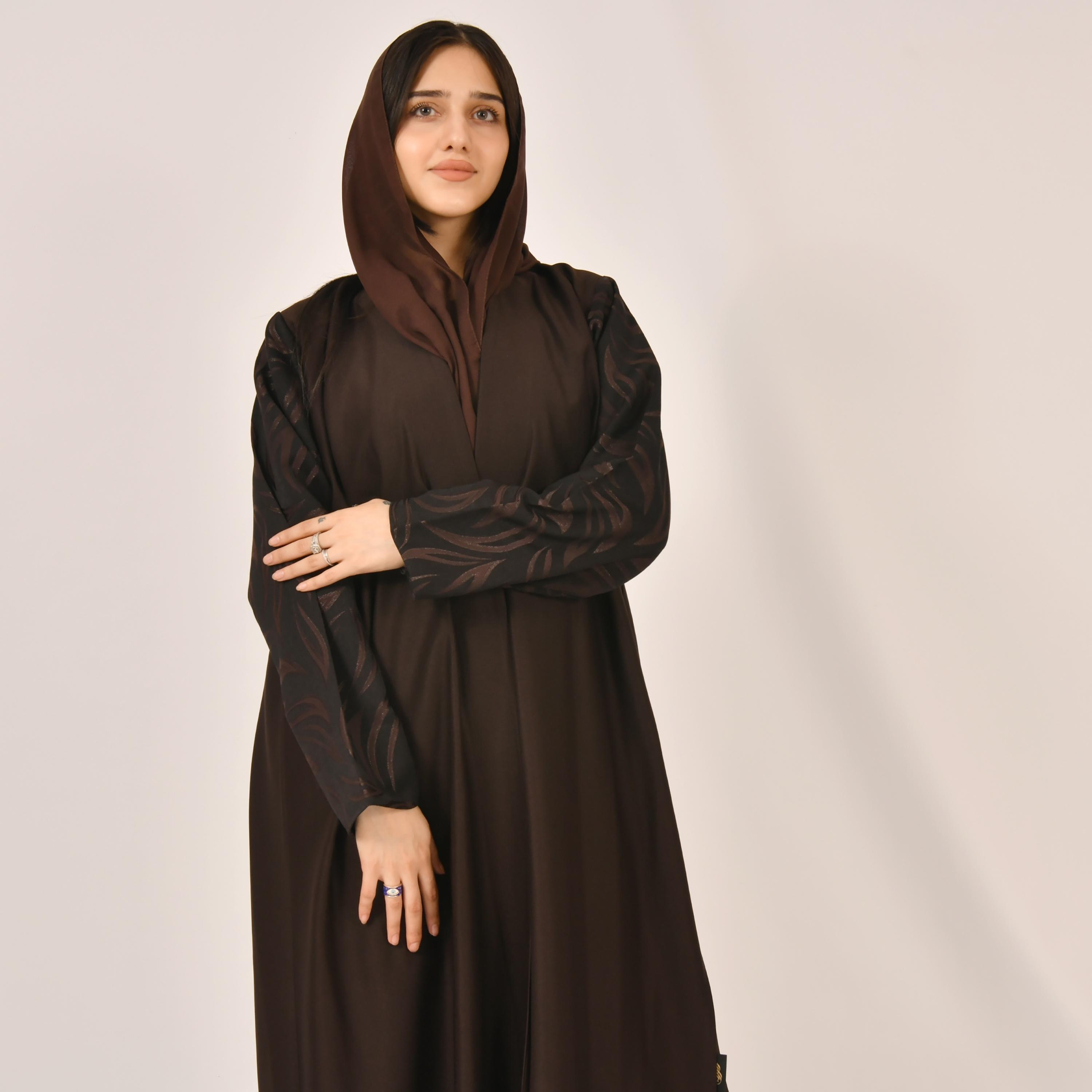Hawraa Plain Dark brown abaya with Hijab-women-arabicclothing-abayas-image-1
