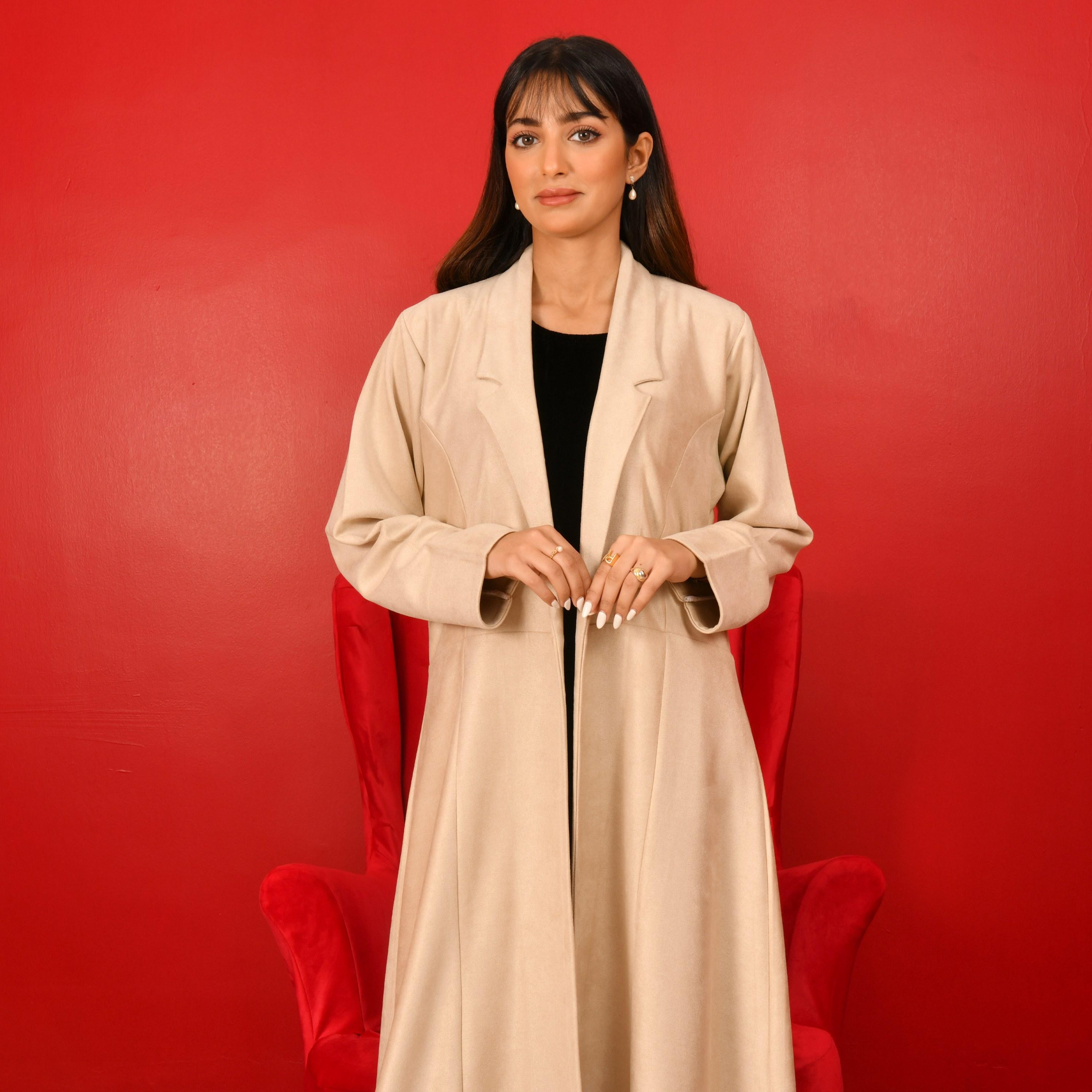 Hawraa Plain Coat Style Abaya with Hijab-women-arabicclothing-abayas-image-1