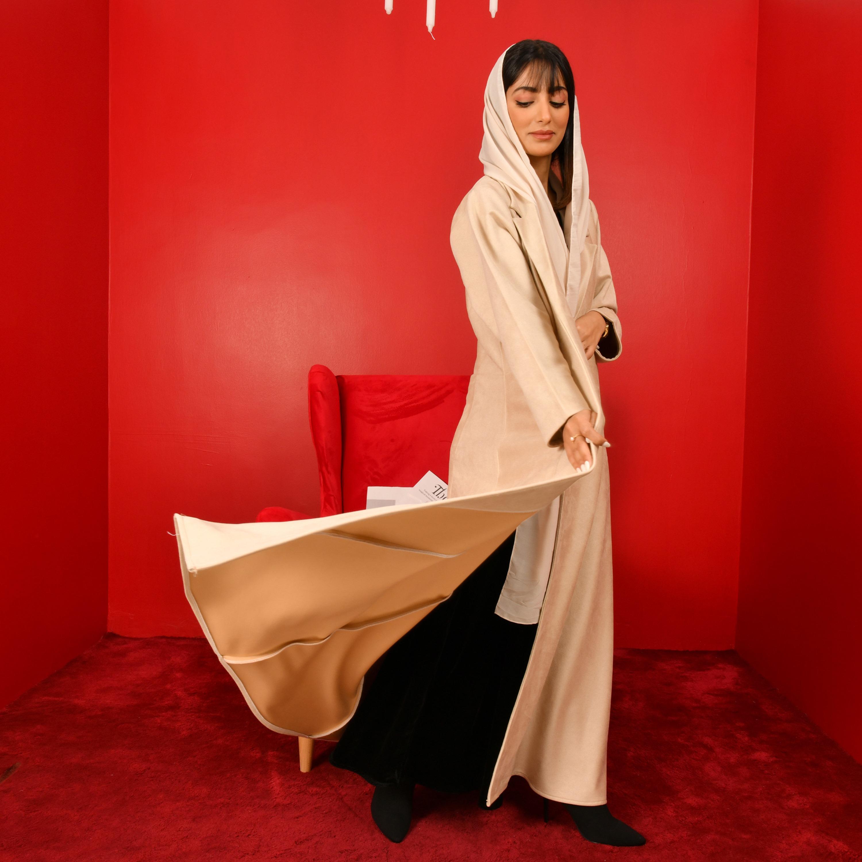 Hawraa Plain Coat Style Abaya with Hijab-women-arabicclothing-abayas-image-3