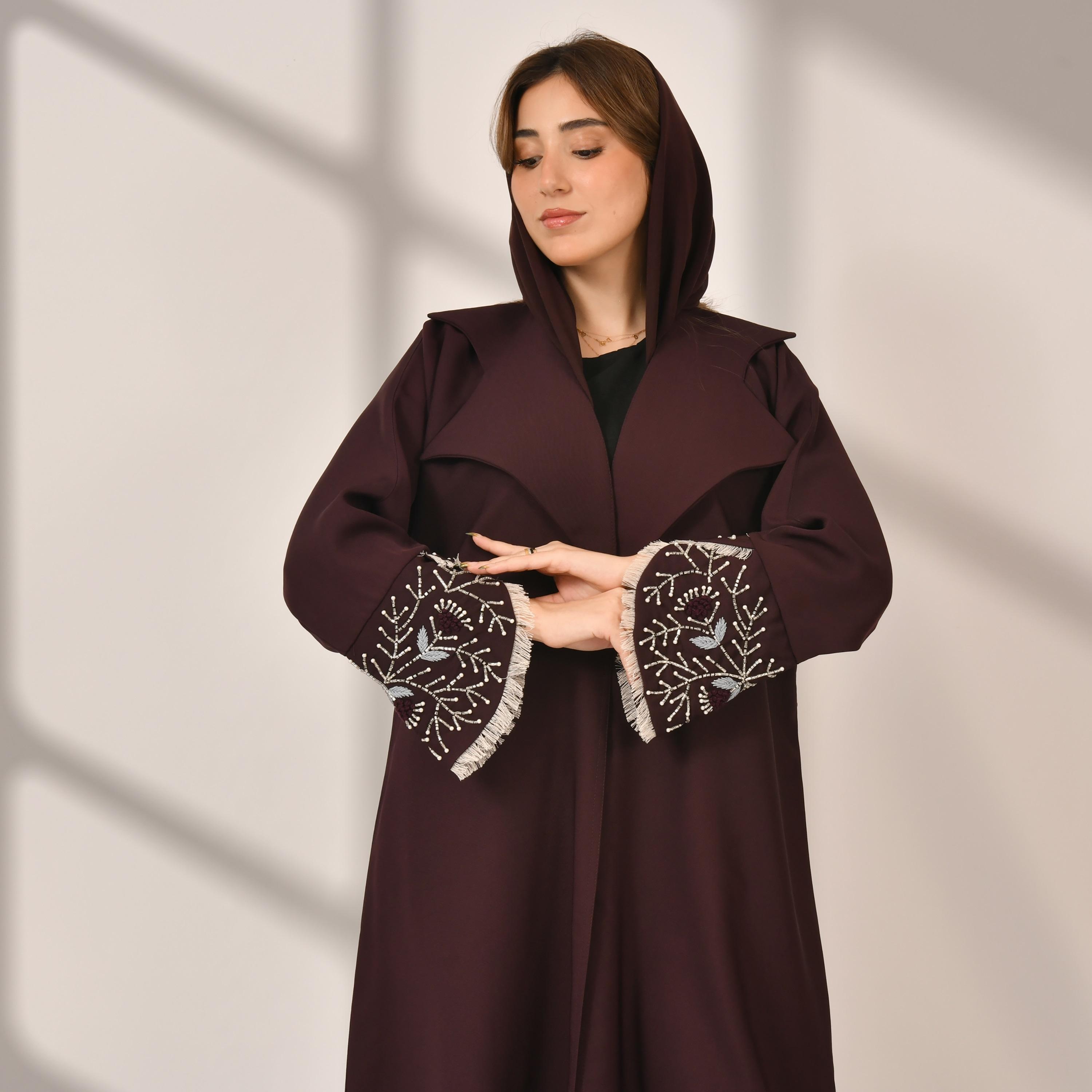 Hawraa Embroidered Sleeves Abaya with Hijab-women-arabicclothing-abayas-image-2