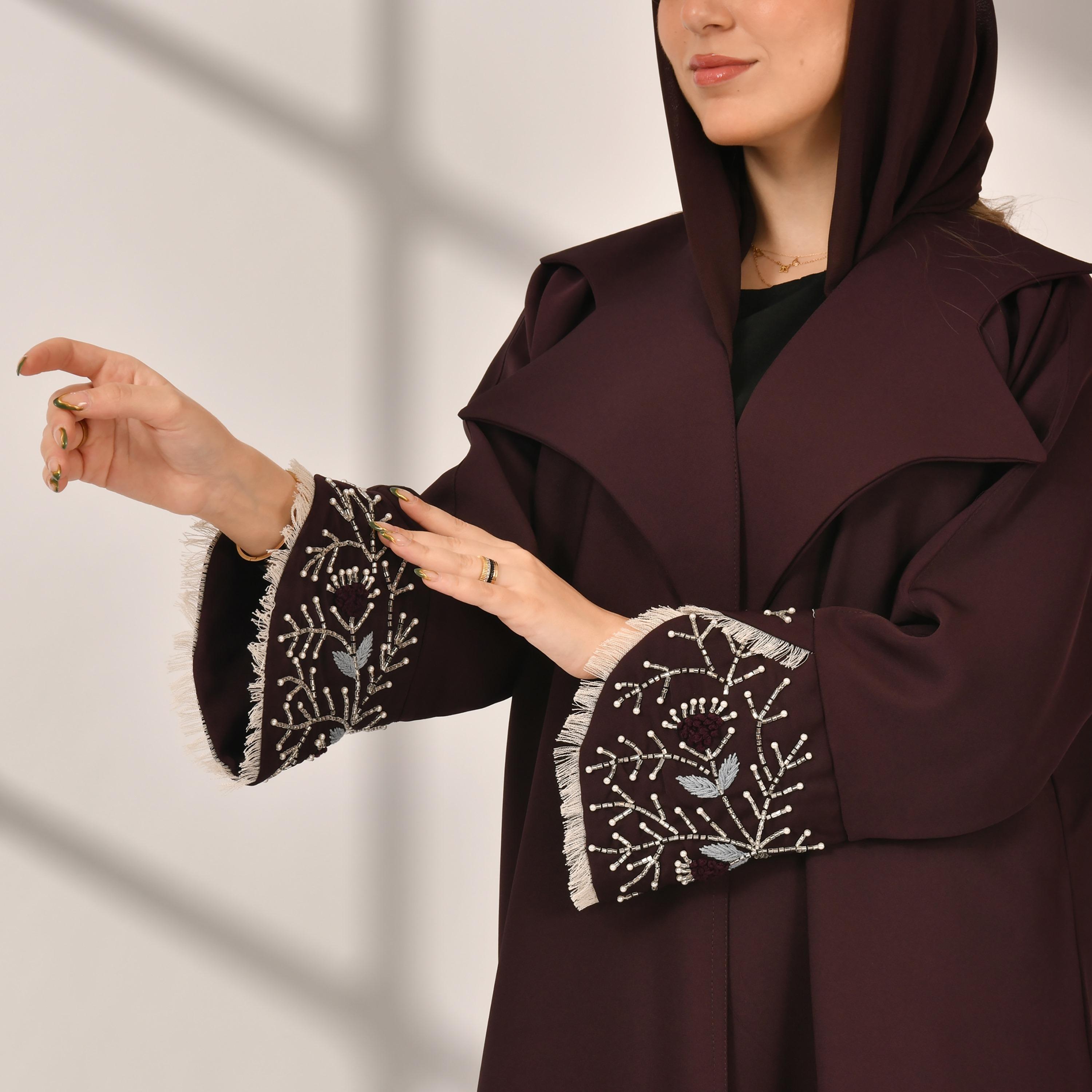 Hawraa Embroidered Sleeves Abaya with Hijab-women-arabicclothing-abayas-image-3