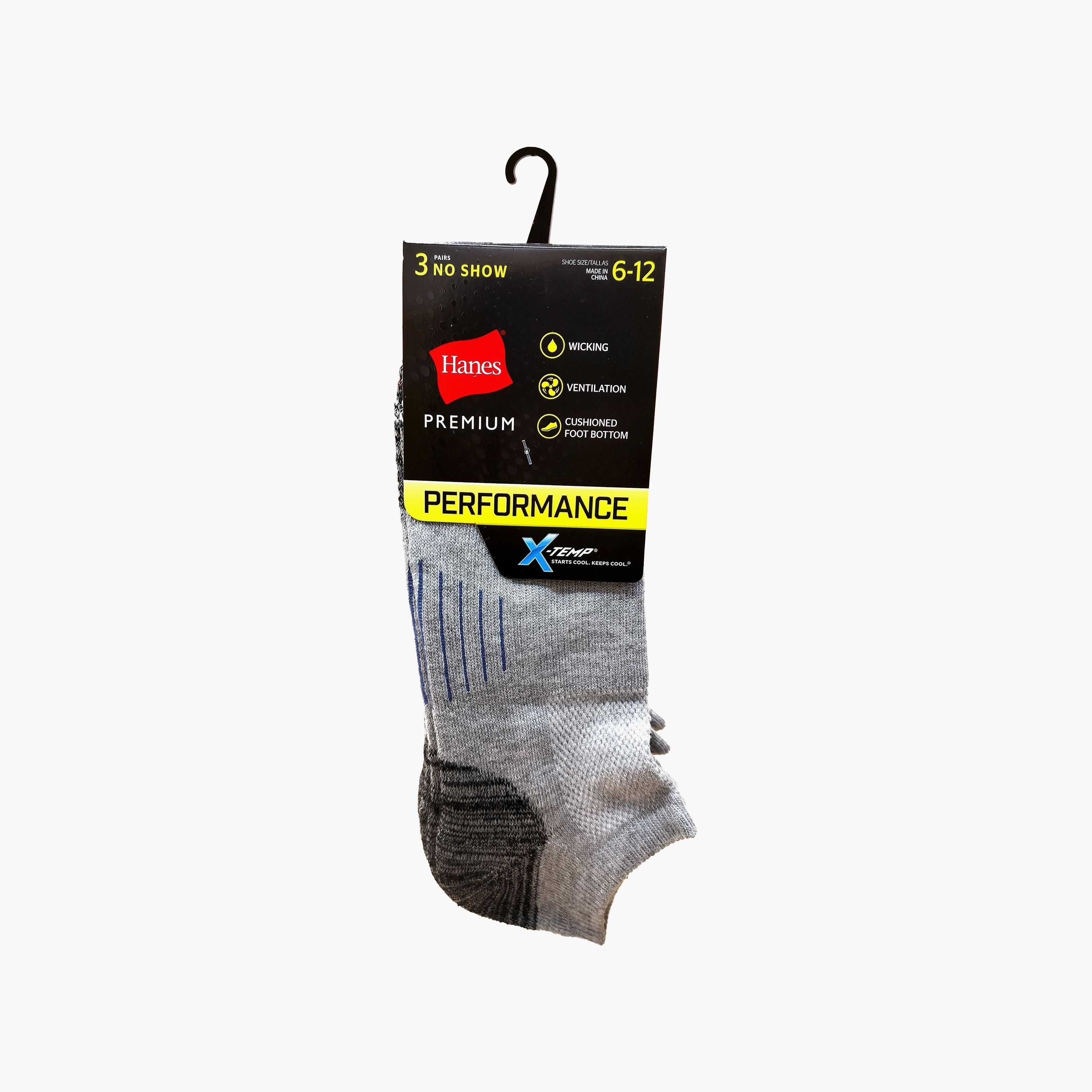 Hanes Assorted Pack of 3 Color-Block No Show Men's Socks-men-socks-image-2