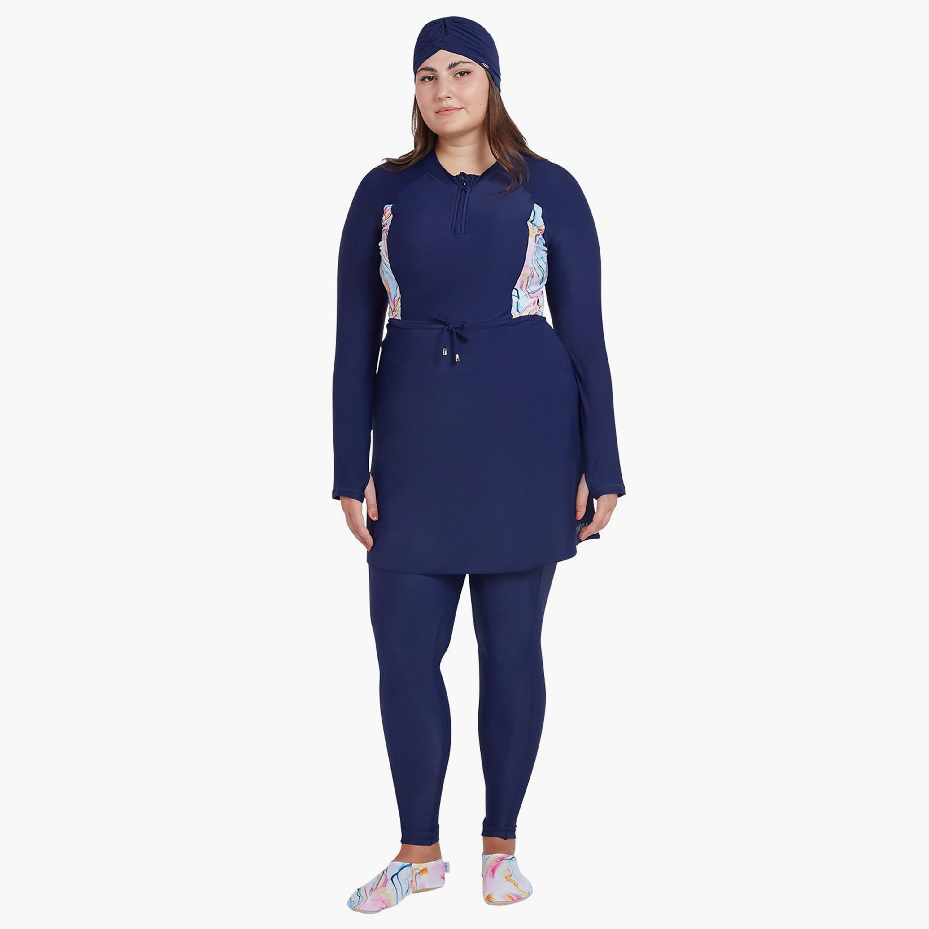 COEGA Women's Modest Two-Piece Skirted Swim Set, Blue Pink Marble-women-clothing-swimandbeach-burkinis-image-1