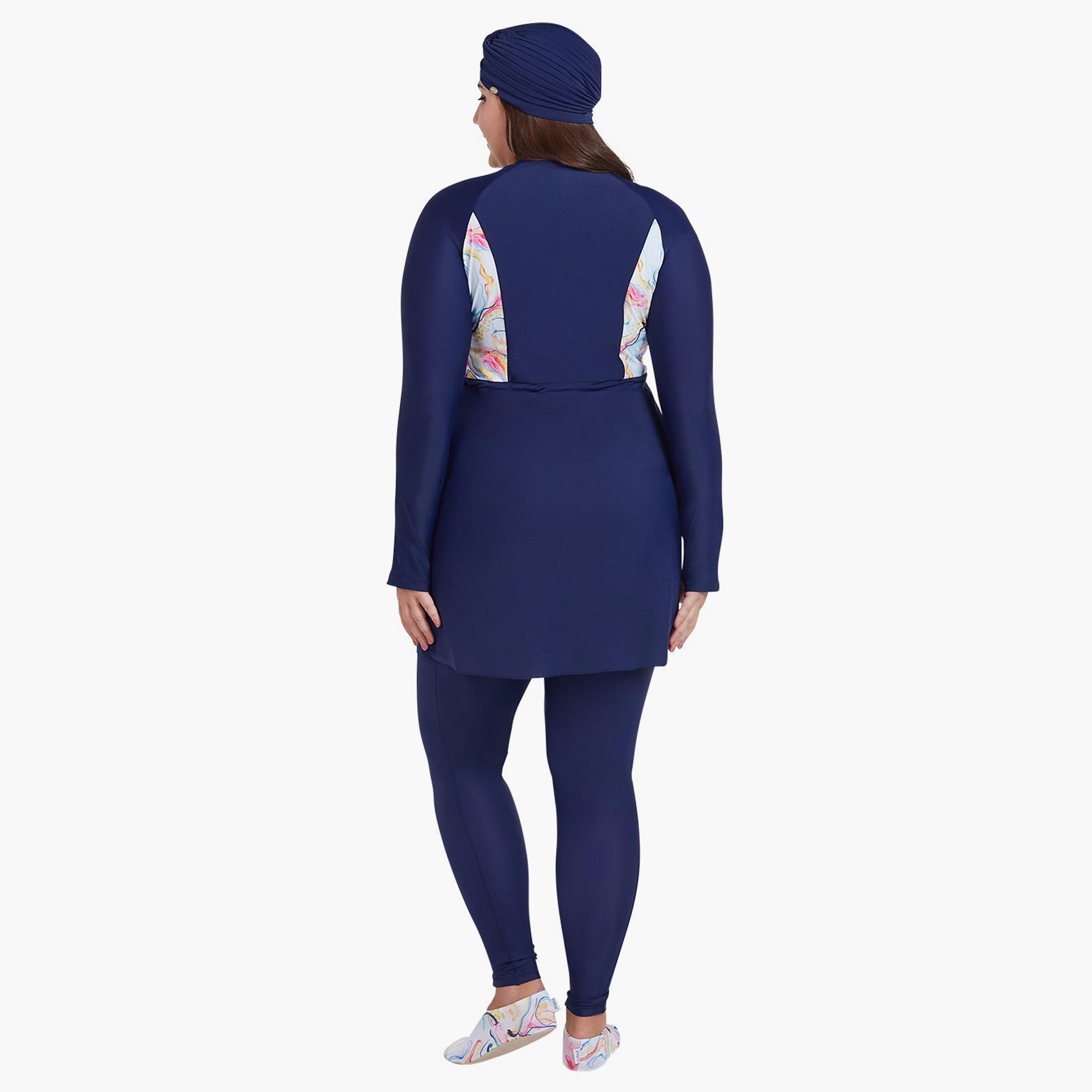 COEGA Women's Modest Two-Piece Skirted Swim Set, Blue Pink Marble-women-clothing-swimandbeach-burkinis-image-2