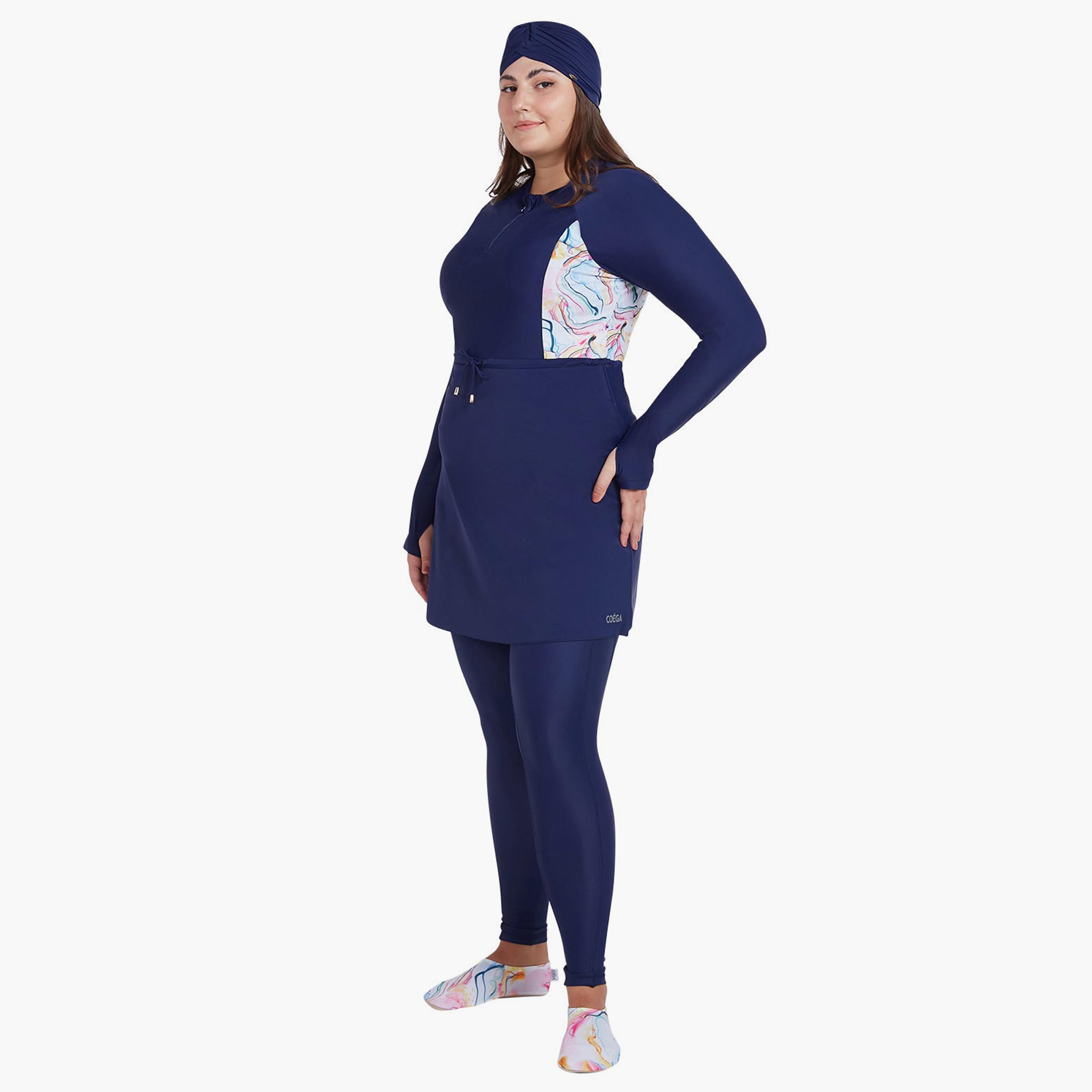 COEGA Women's Modest Two-Piece Skirted Swim Set, Blue Pink Marble-women-clothing-swimandbeach-burkinis-image-3