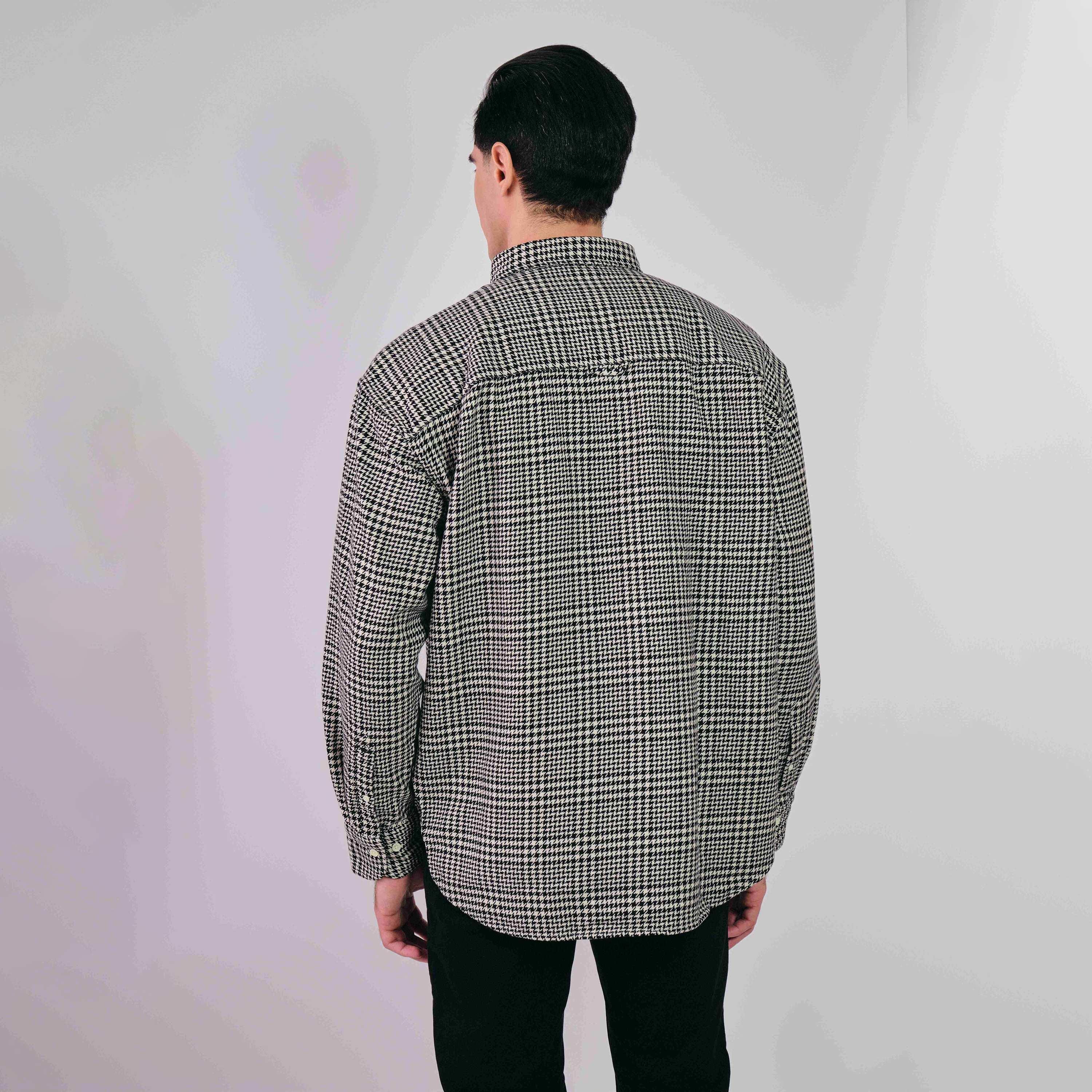 Gant Regular Fit Houndstooth Print Button-Down Collar Long Sleeves Men's Shirt-men-clothing-shirts-image-4