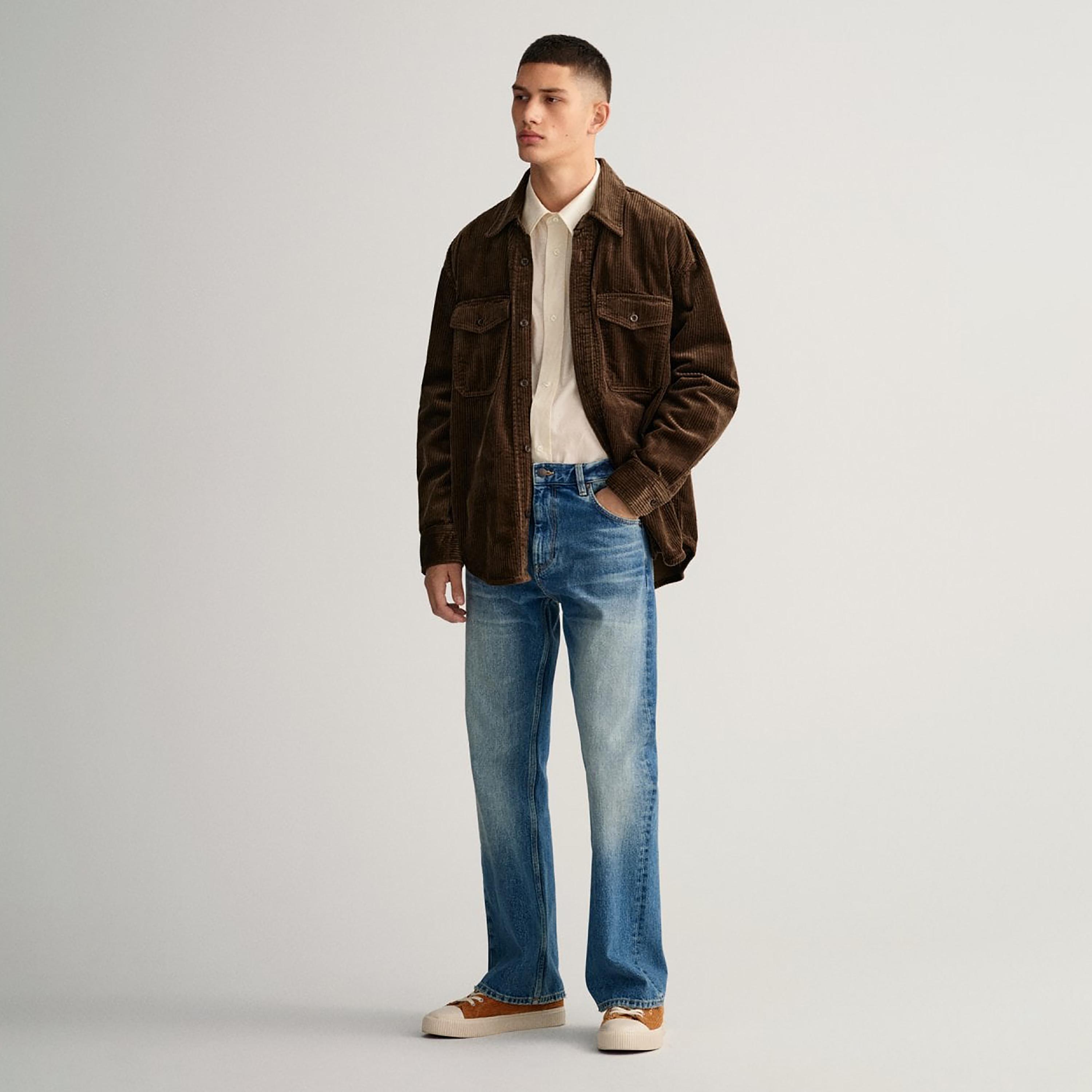 Gant Ribbed Collared Long Sleeves Corduroy Overshirt with Patch Pocket-men-clothing-shirts-image-2
