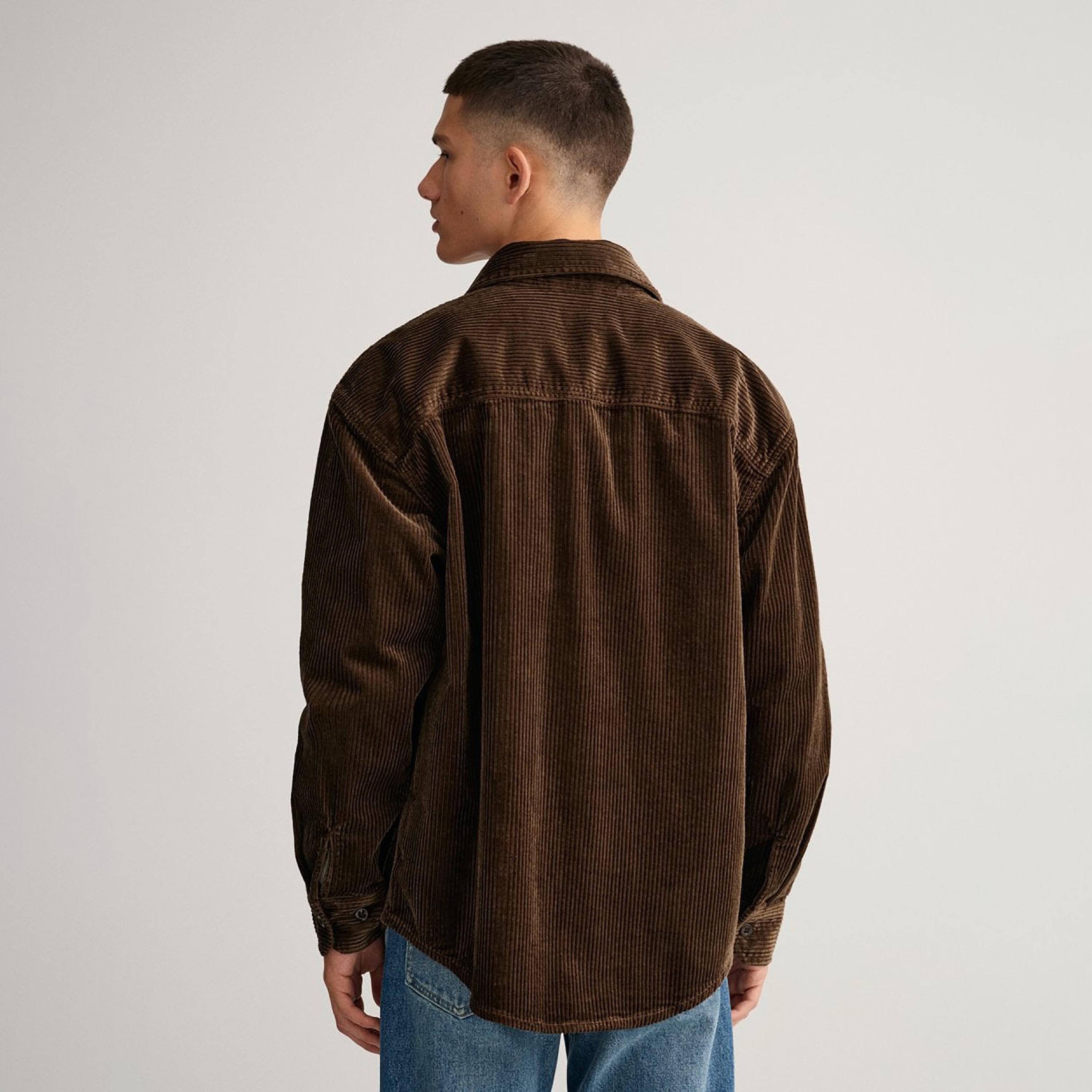 Gant Ribbed Collared Long Sleeves Corduroy Overshirt with Patch Pocket-men-clothing-shirts-image-4