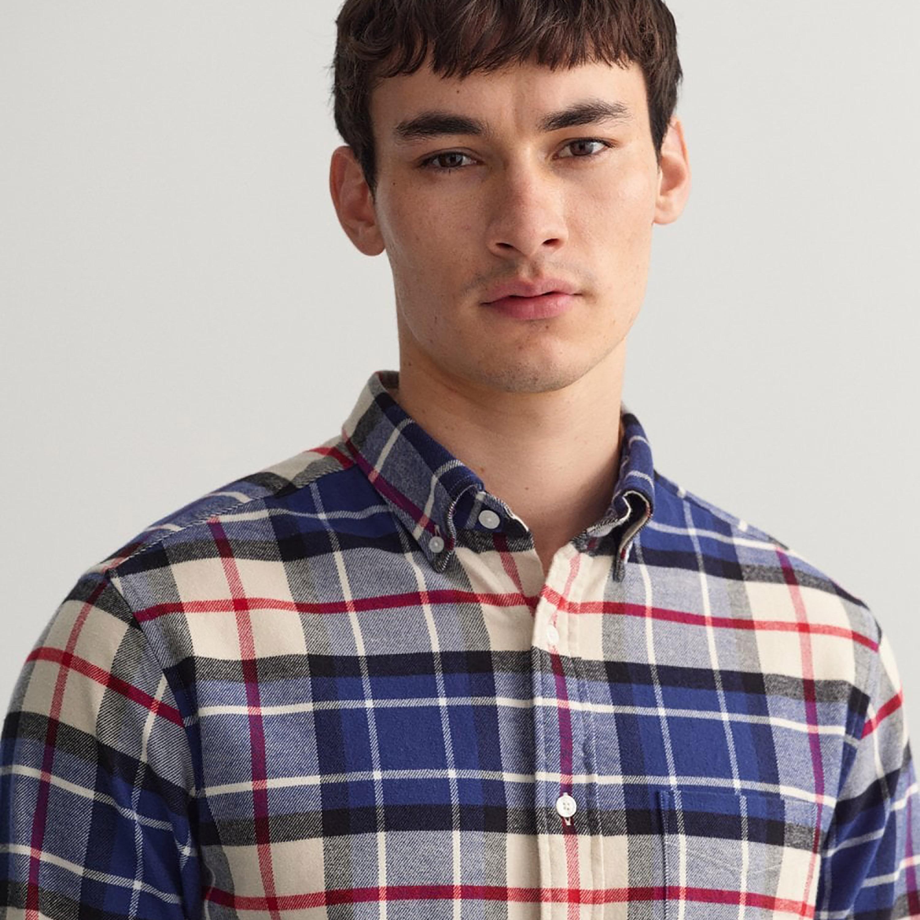 Gant Tartan Check Button Down Collar Long Sleeves Shirt with Patch Pocket-men-clothing-shirts-image-2