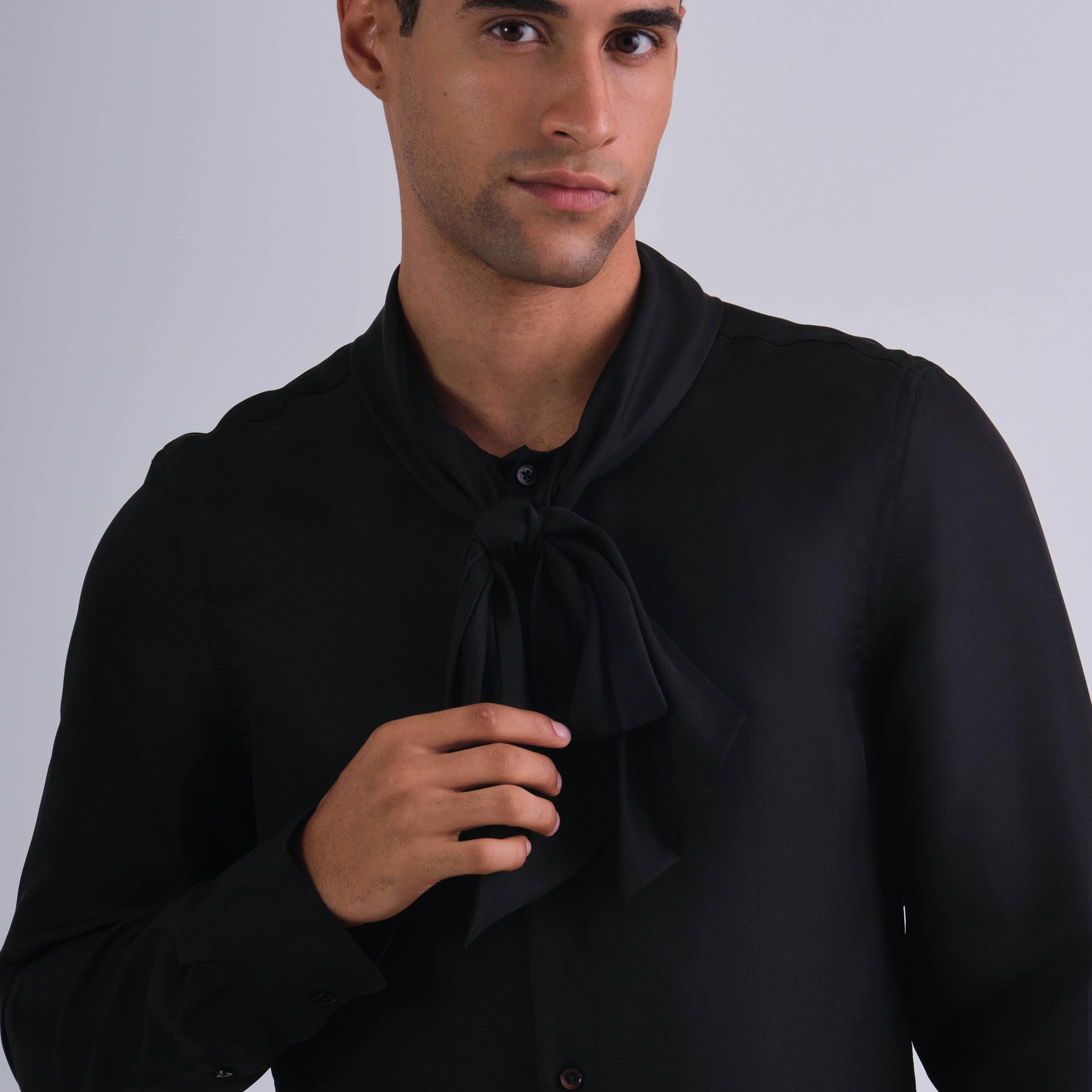 Gant Slim Fit Plain Tie-Up Neck Long Sleeves Men's Shirt-men-clothing-shirts-image-2