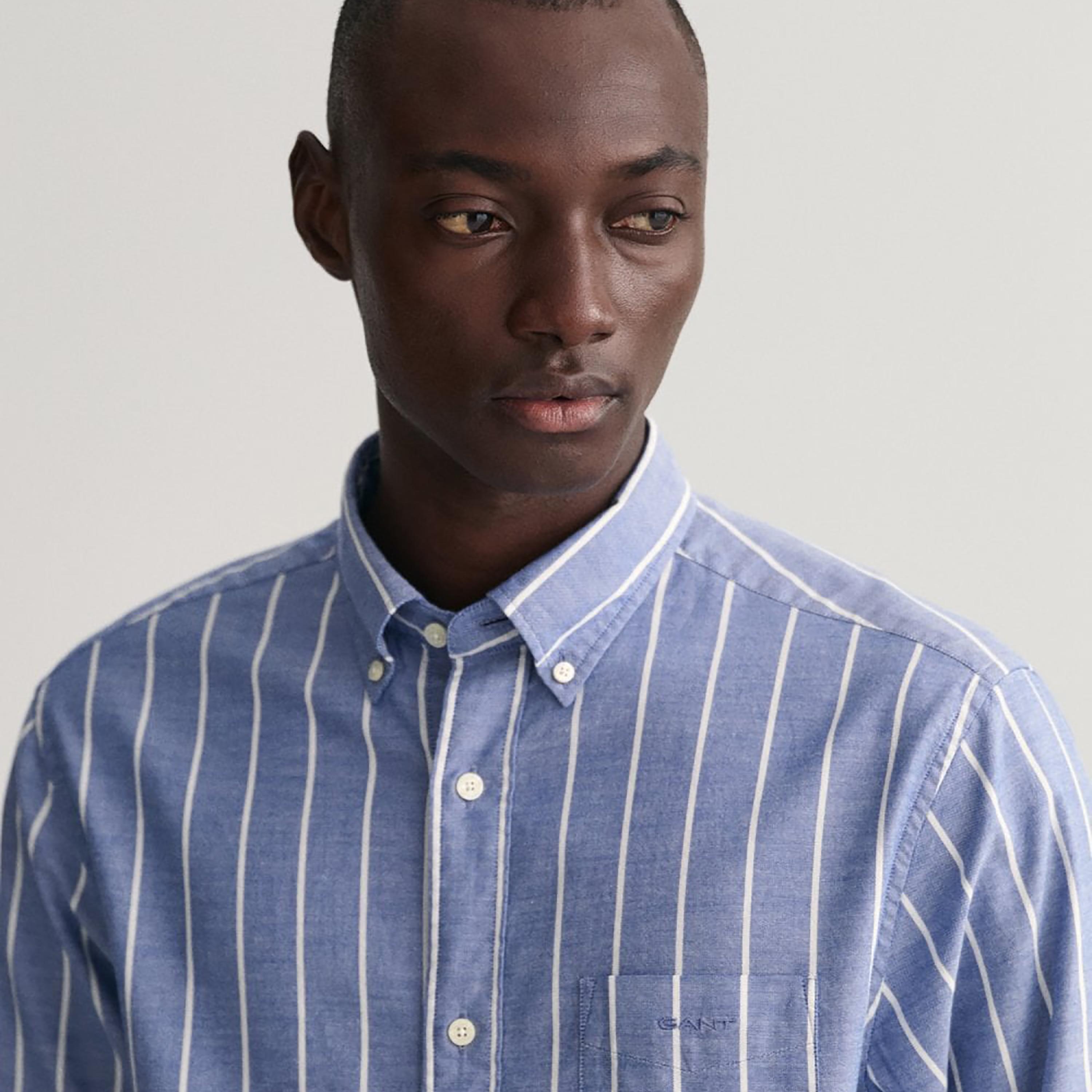 Gant Striped Button Down Collar Long Sleeves Shirt with Patch Pocket-men-clothing-shirts-image-3