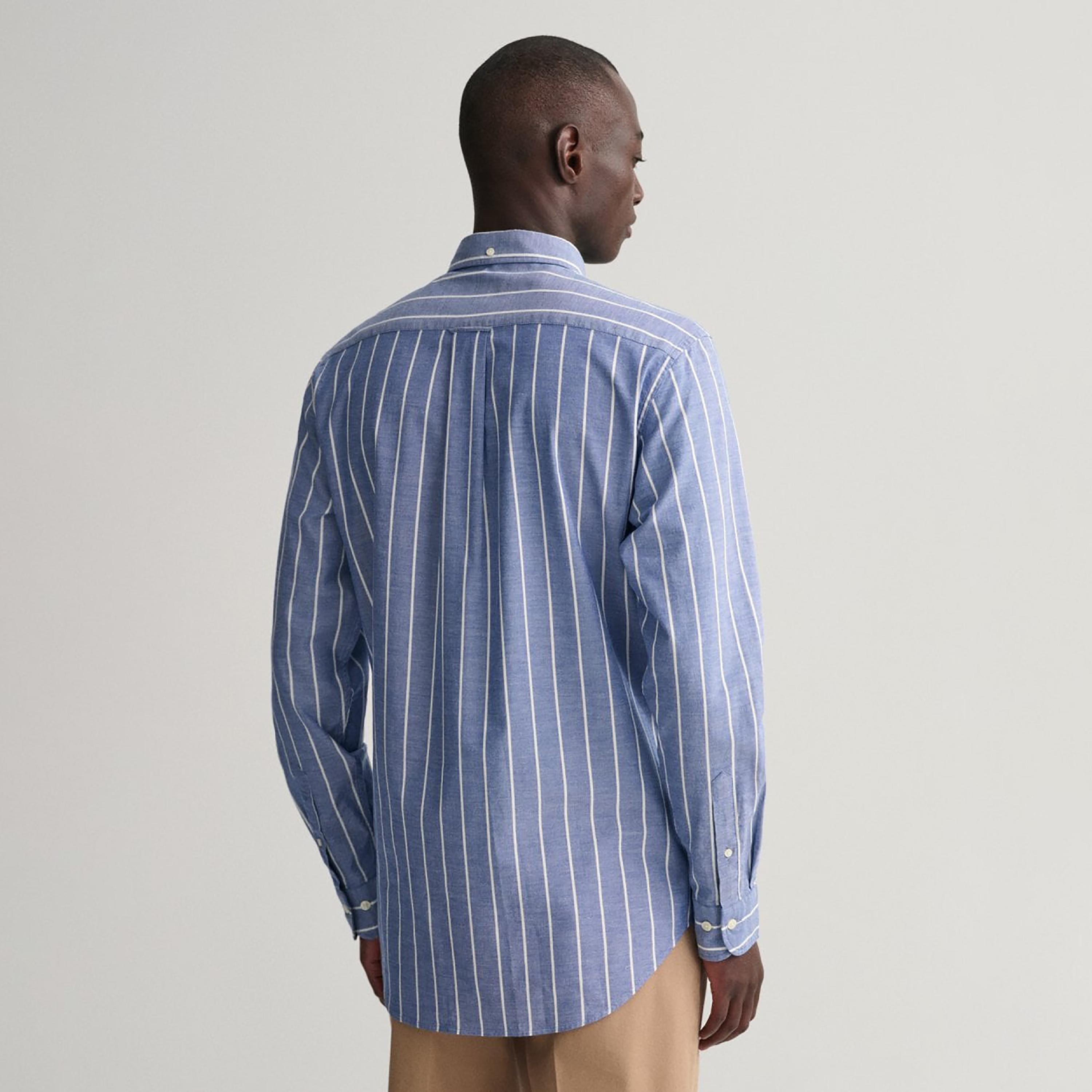 Gant Striped Button Down Collar Long Sleeves Shirt with Patch Pocket-men-clothing-shirts-image-4