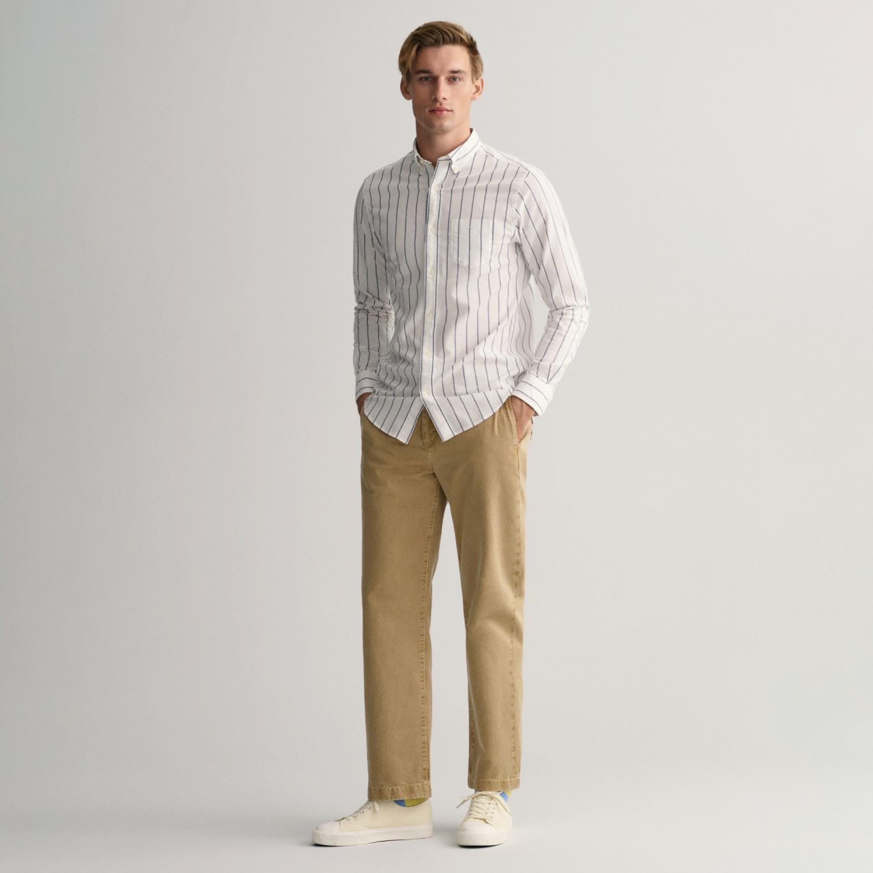 Gant Striped Button Down Collar Long Sleeves Shirt with Patch Pocket-men-clothing-shirts-image-2