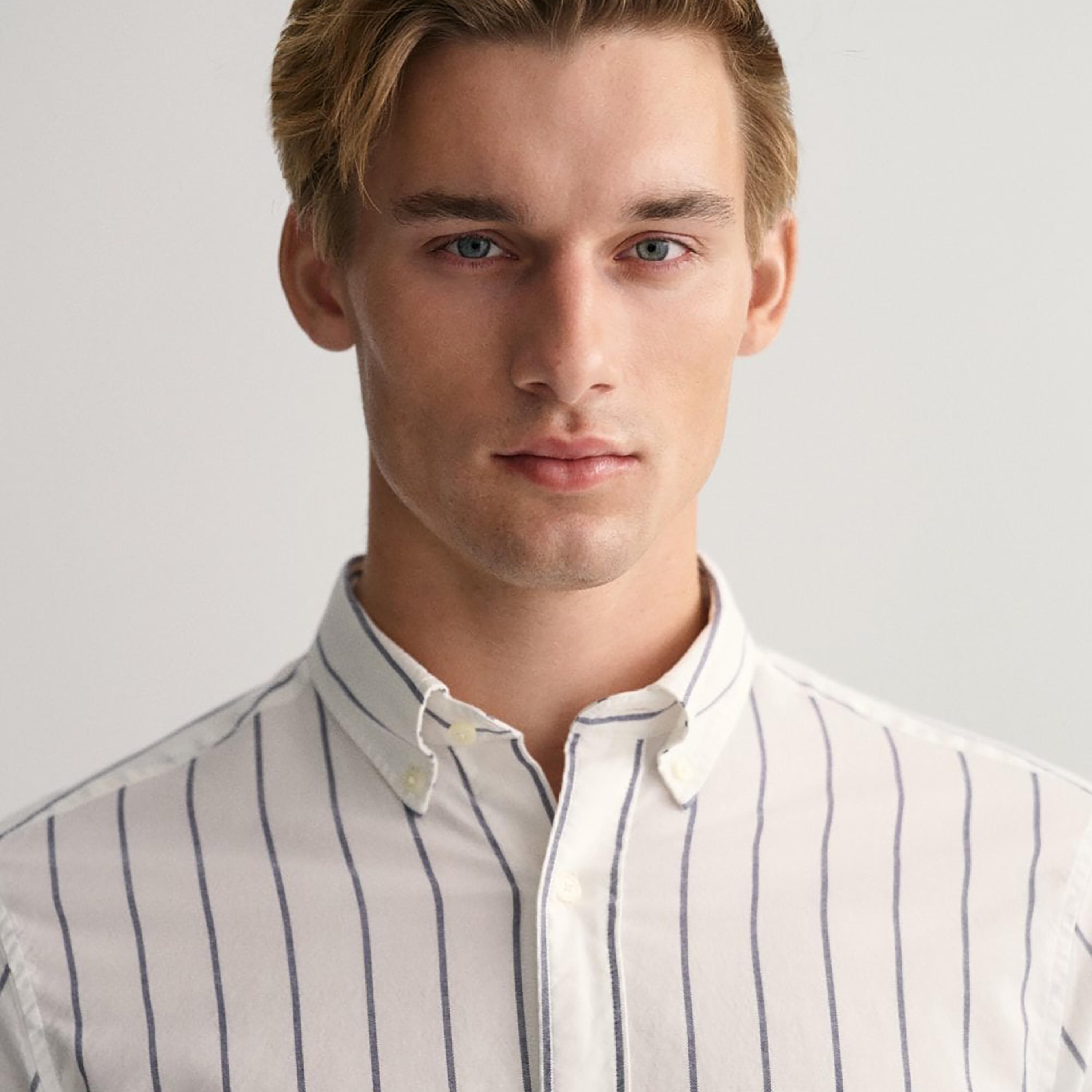 Gant Striped Button Down Collar Long Sleeves Shirt with Patch Pocket-men-clothing-shirts-image-3