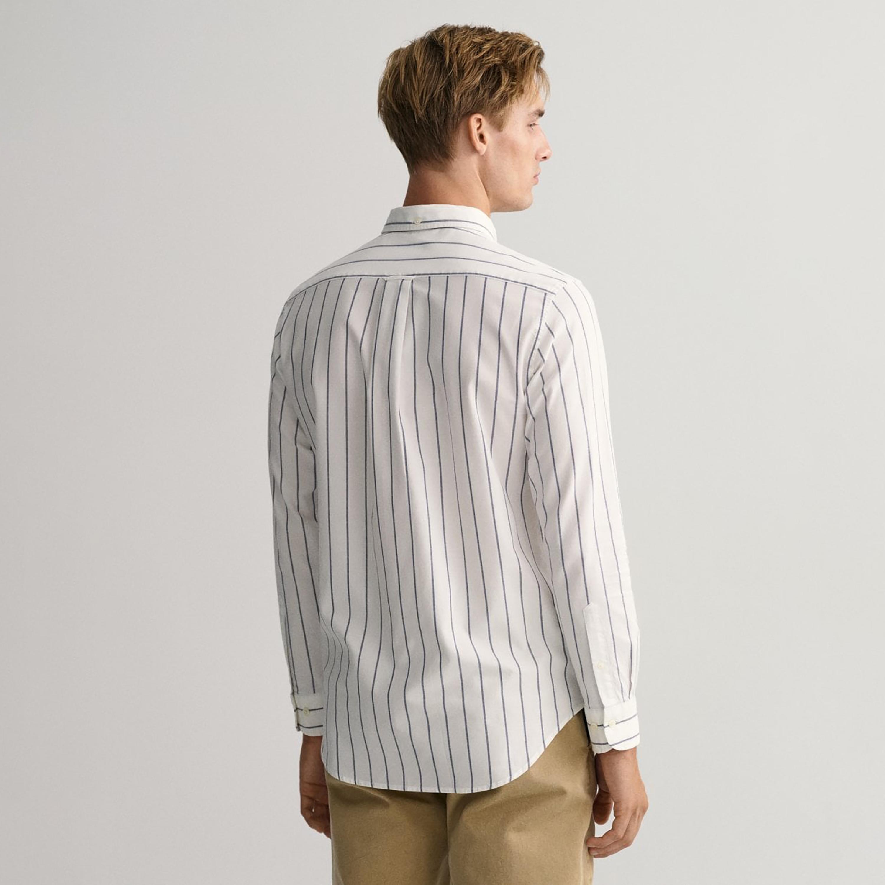 Gant Striped Button Down Collar Long Sleeves Shirt with Patch Pocket-men-clothing-shirts-image-4