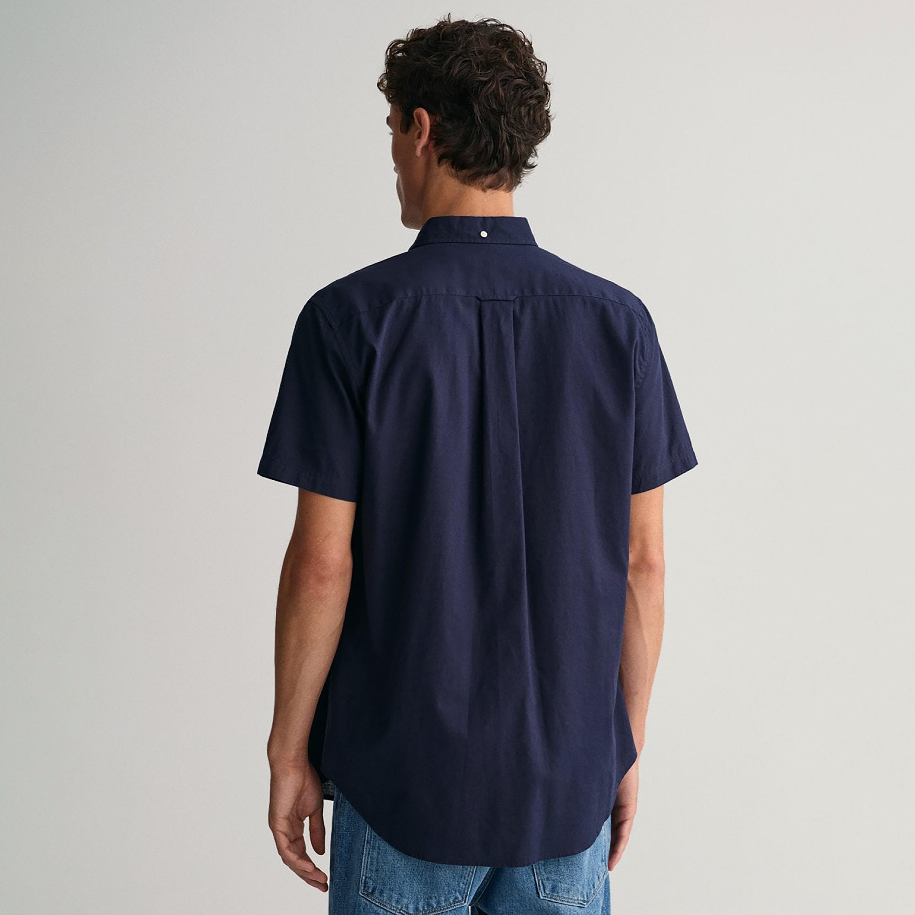 Gant Logo Detail Button Down Collar Short Sleeves Shirt with Patch Pocket-men-clothing-shirts-image-4