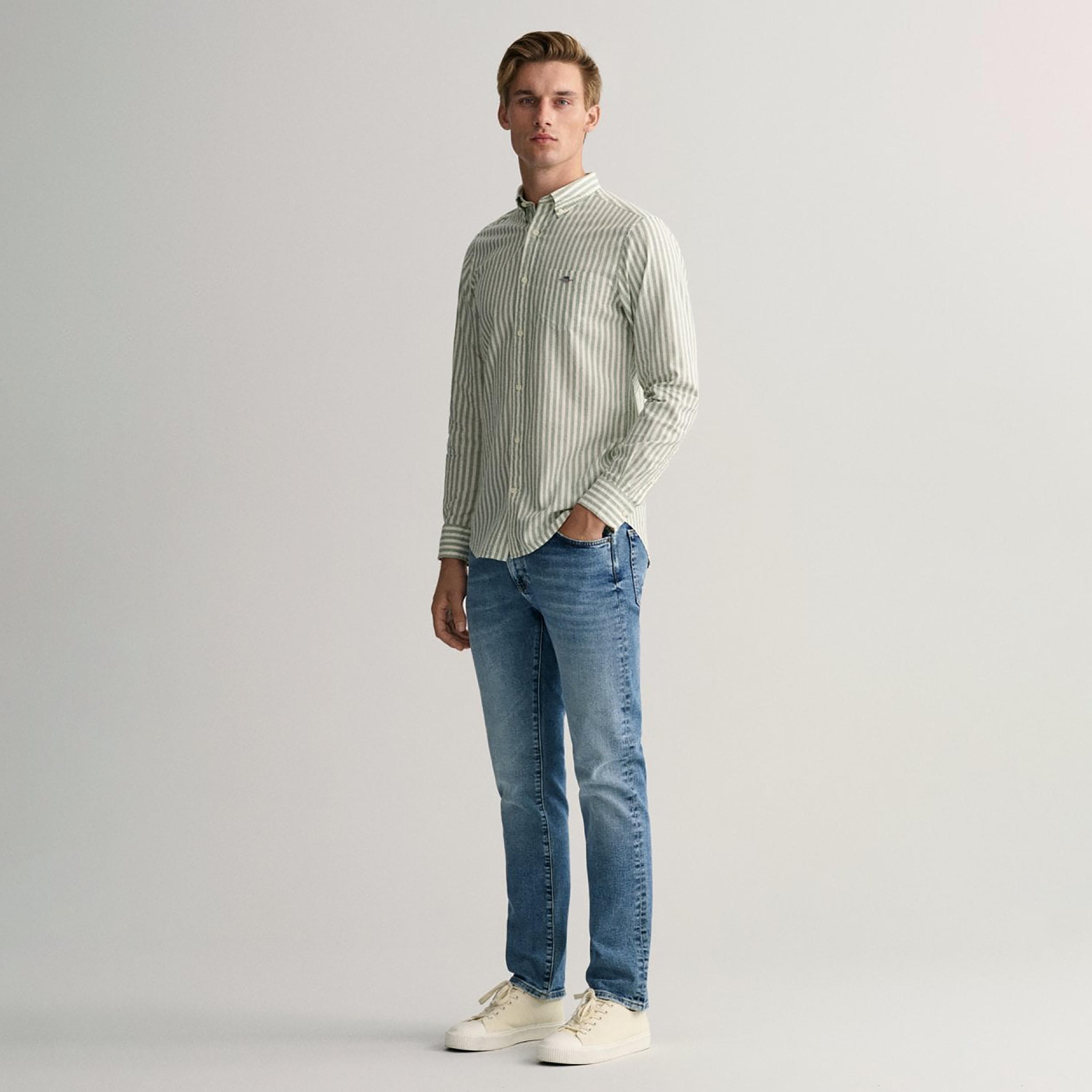 Gant Striped Button Down Collar Long Sleeves Shirt with Patch Pocket-men-clothing-shirts-image-2