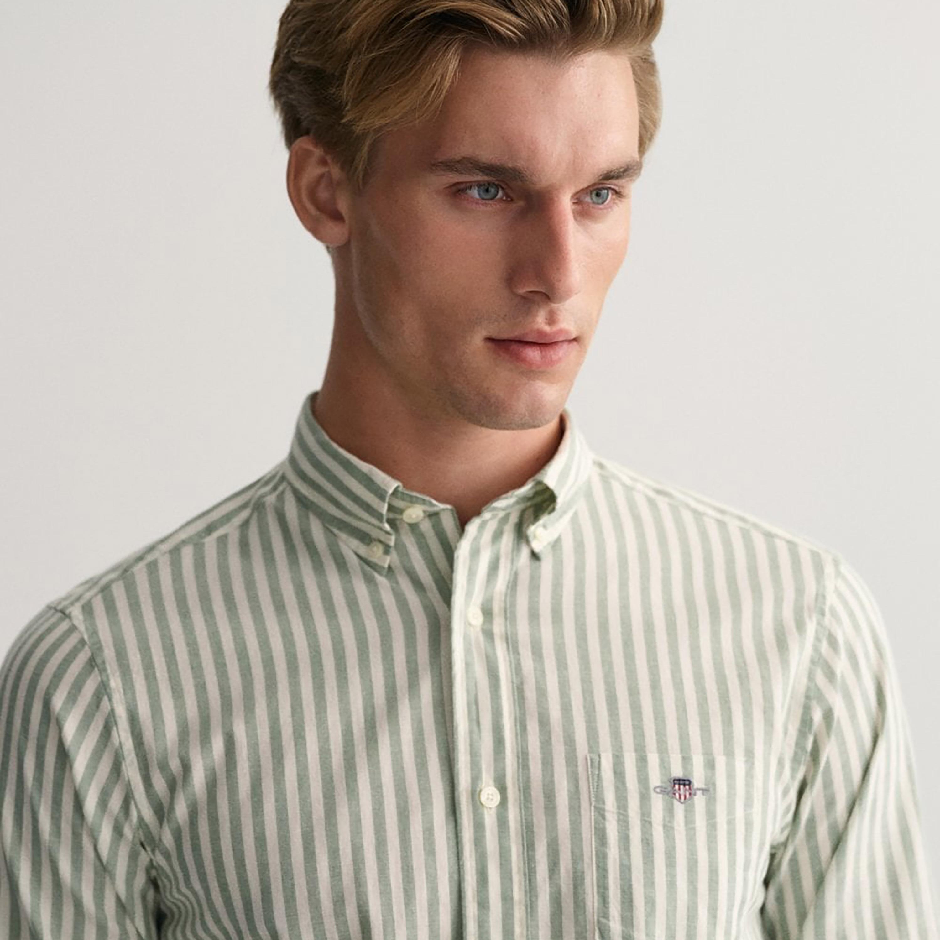 Gant Striped Button Down Collar Long Sleeves Shirt with Patch Pocket-men-clothing-shirts-image-3