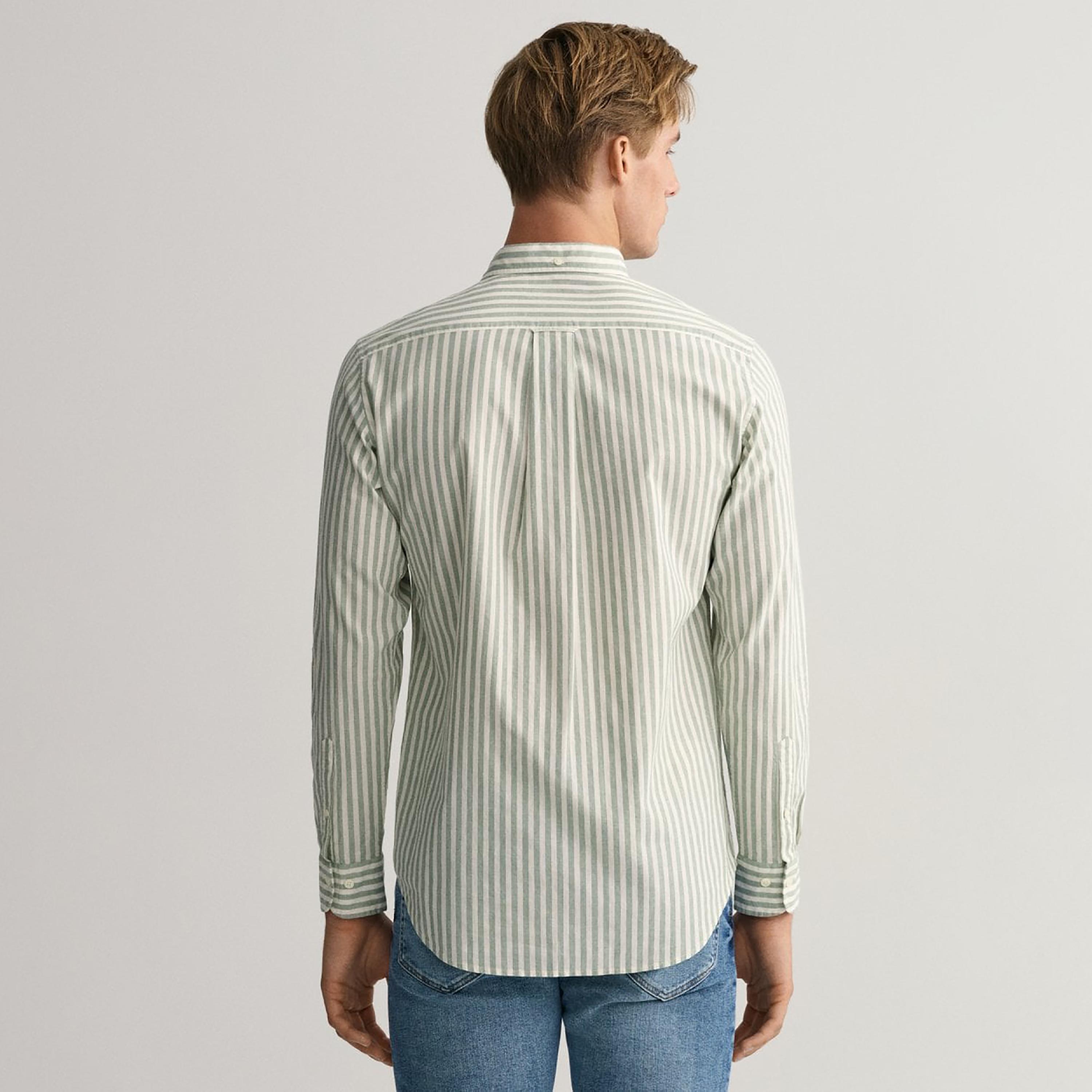 Gant Striped Button Down Collar Long Sleeves Shirt with Patch Pocket-men-clothing-shirts-image-4