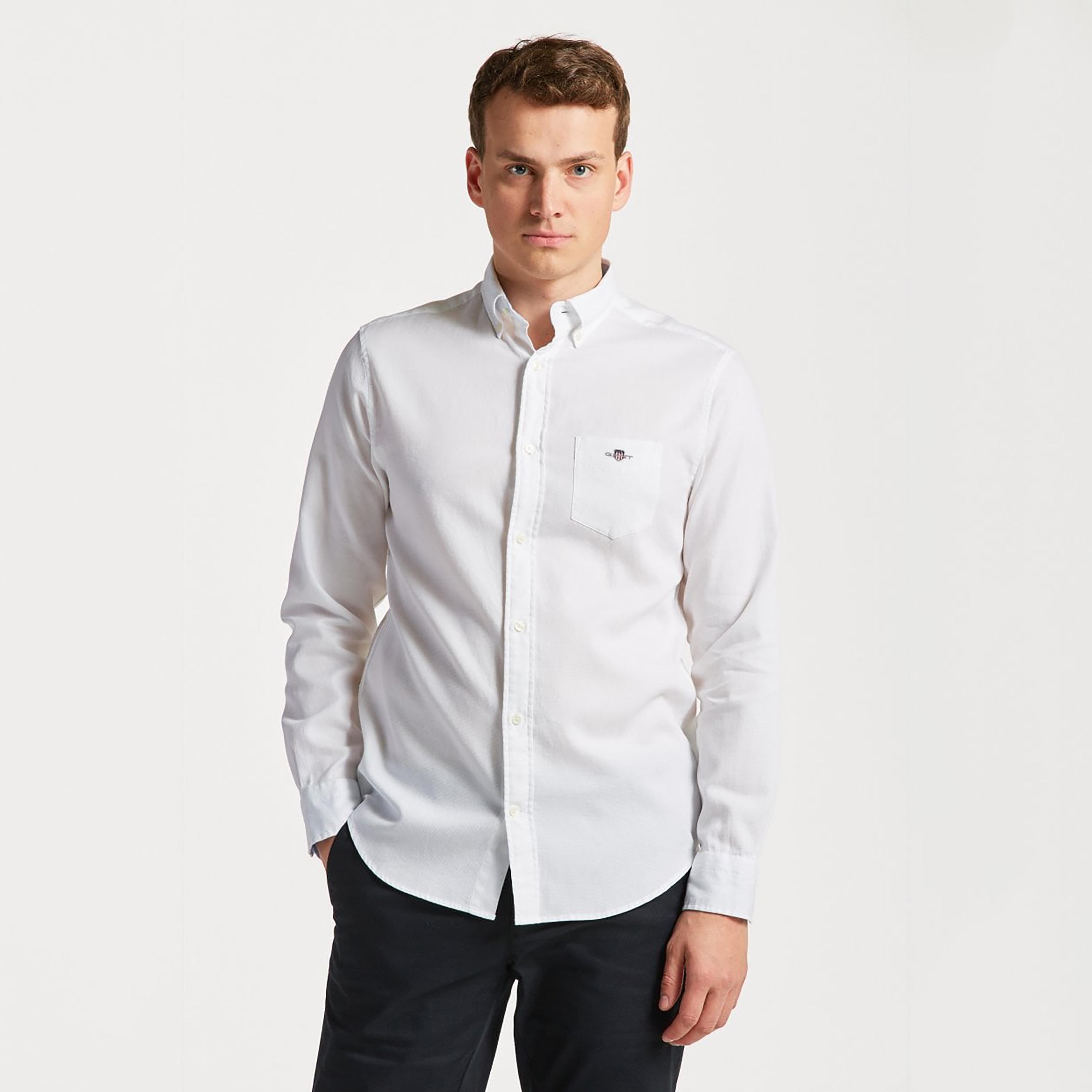 Gant Textured Button Down Collar Long Sleeves Shirt with Patch Pocket-men-clothing-shirts-image-1