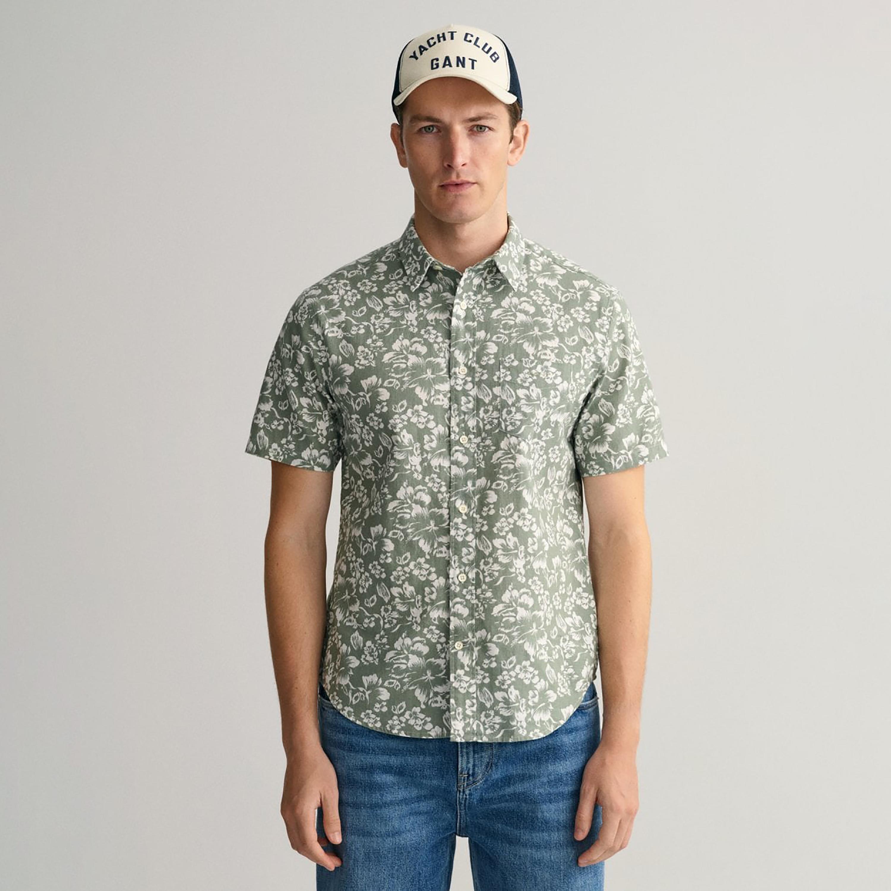 Gant Floral Collared Short Sleeves Shirt with Patch Pocket-men-clothing-shirts-image-1