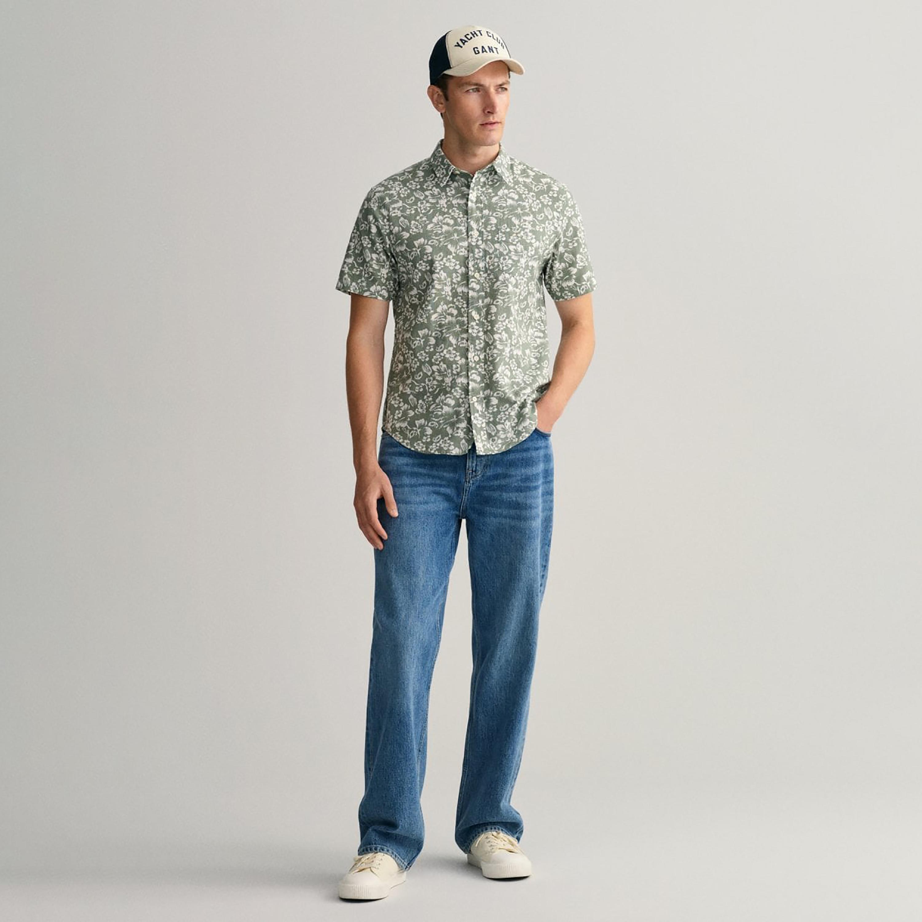Gant Floral Collared Short Sleeves Shirt with Patch Pocket-men-clothing-shirts-image-2