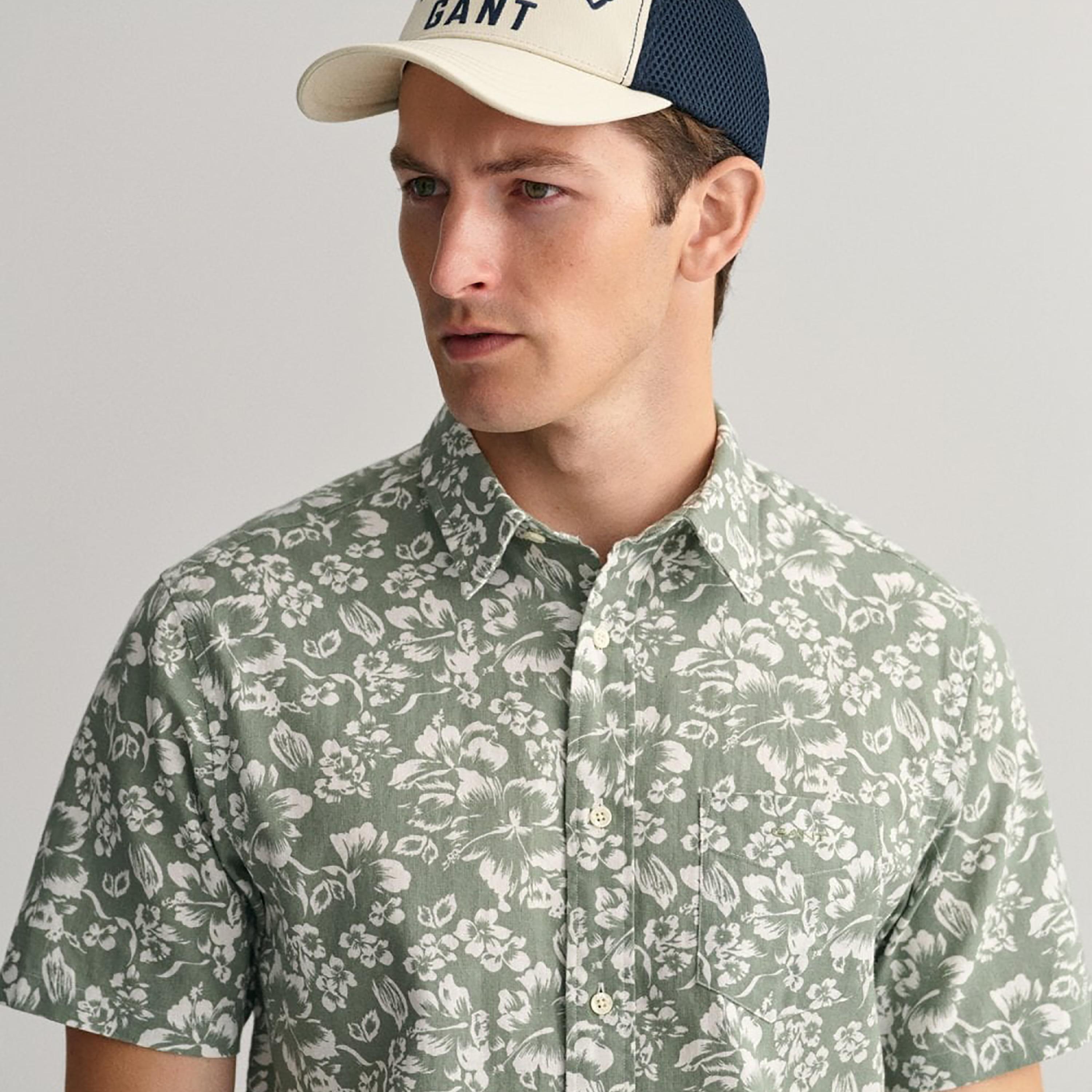 Gant Floral Collared Short Sleeves Shirt with Patch Pocket-men-clothing-shirts-image-3