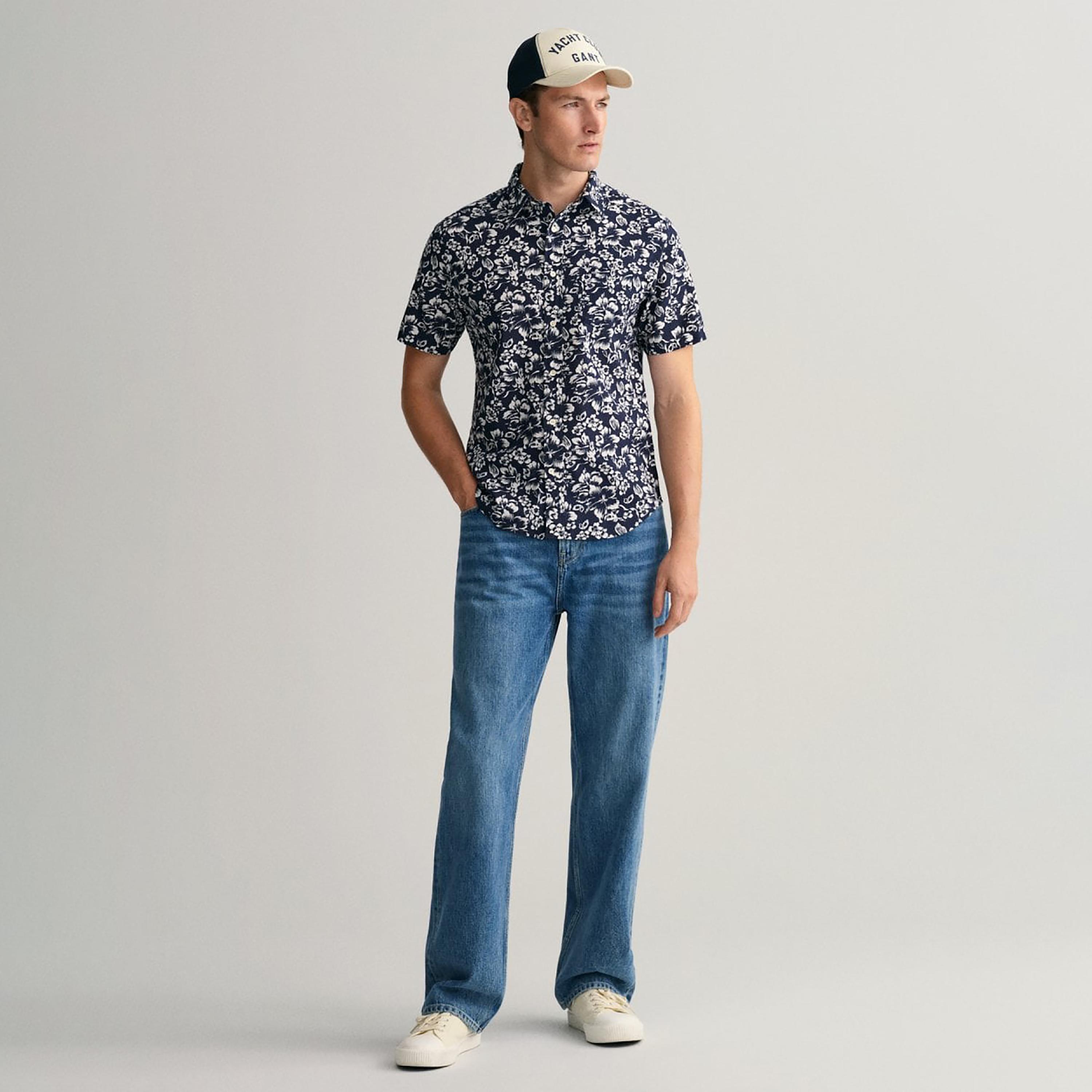 Gant Floral Collared Short Sleeves Shirt with Patch Pocket-men-clothing-shirts-image-2
