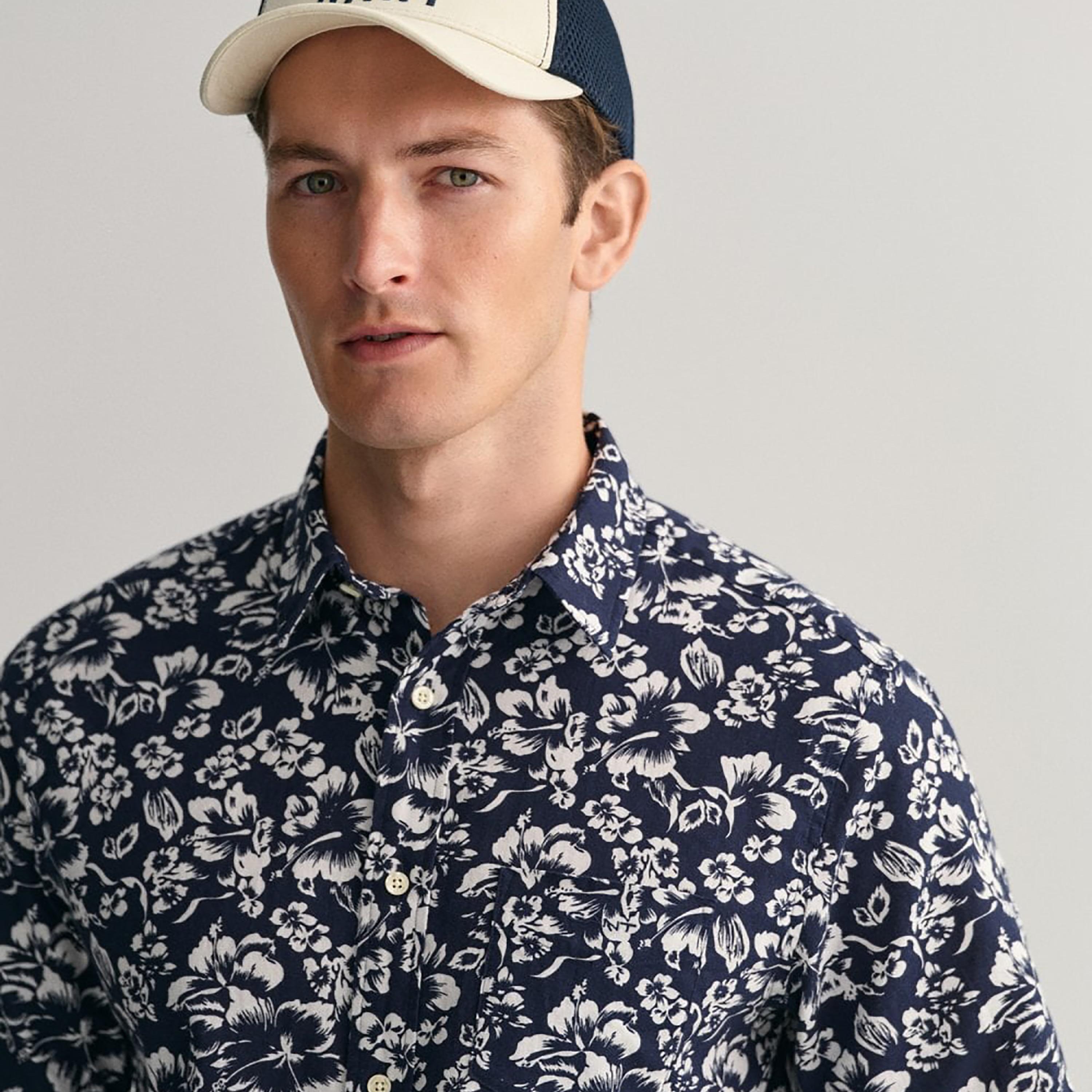 Gant Floral Collared Short Sleeves Shirt with Patch Pocket-men-clothing-shirts-image-3