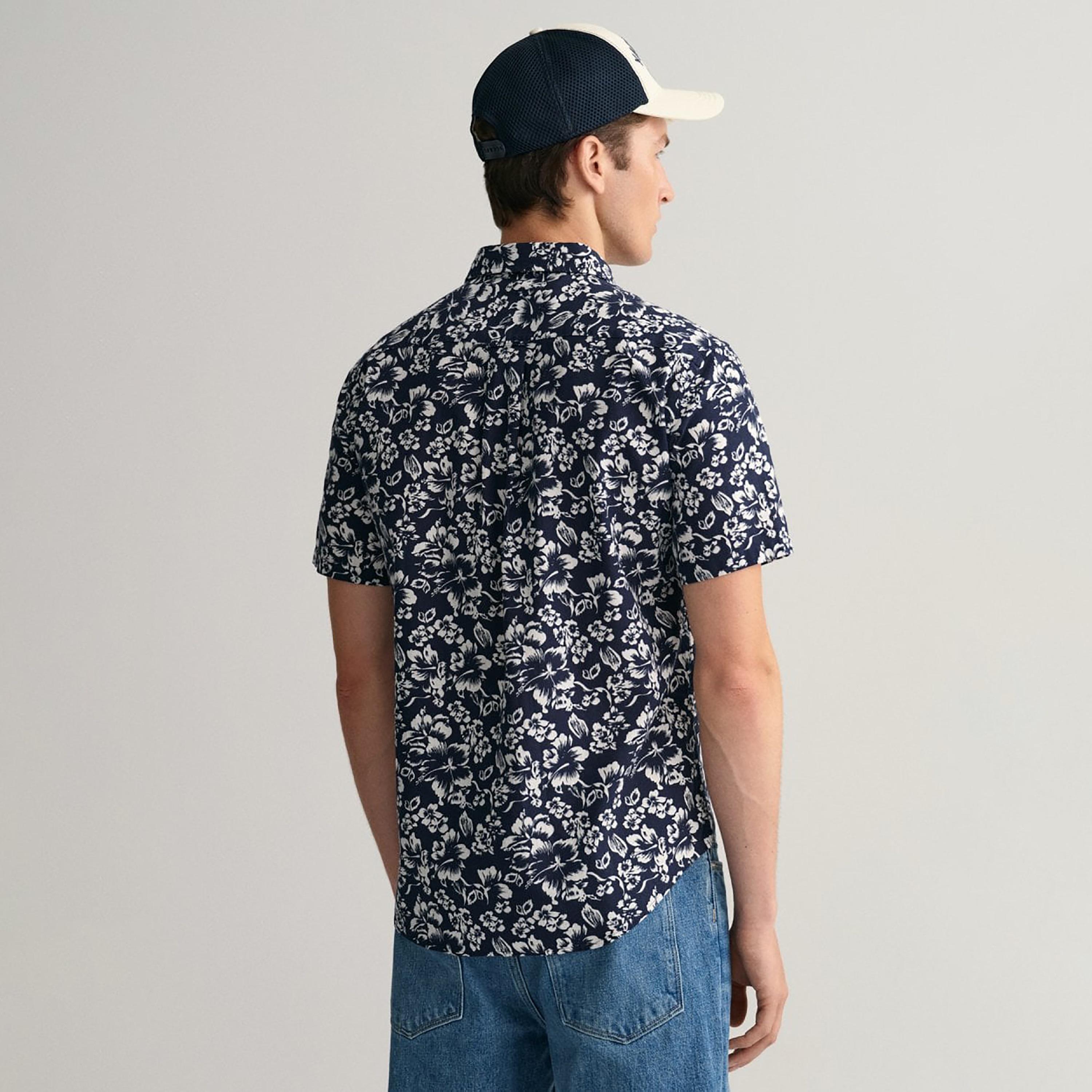 Gant Floral Collared Short Sleeves Shirt with Patch Pocket-men-clothing-shirts-image-4