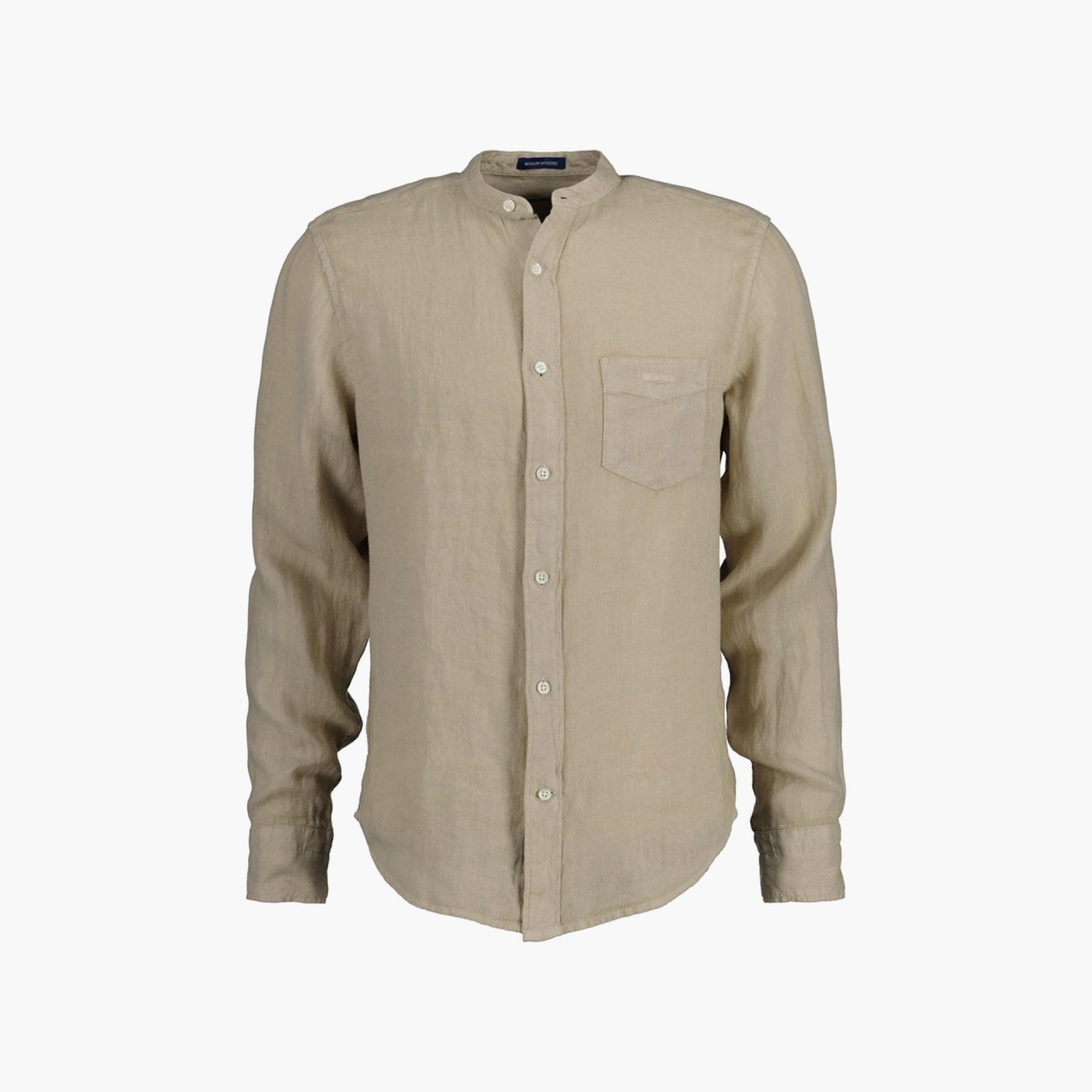 Gant Logo Detail Mandarin Long Sleeves Shirt with Patch Pocket-men-clothing-shirts-image-1
