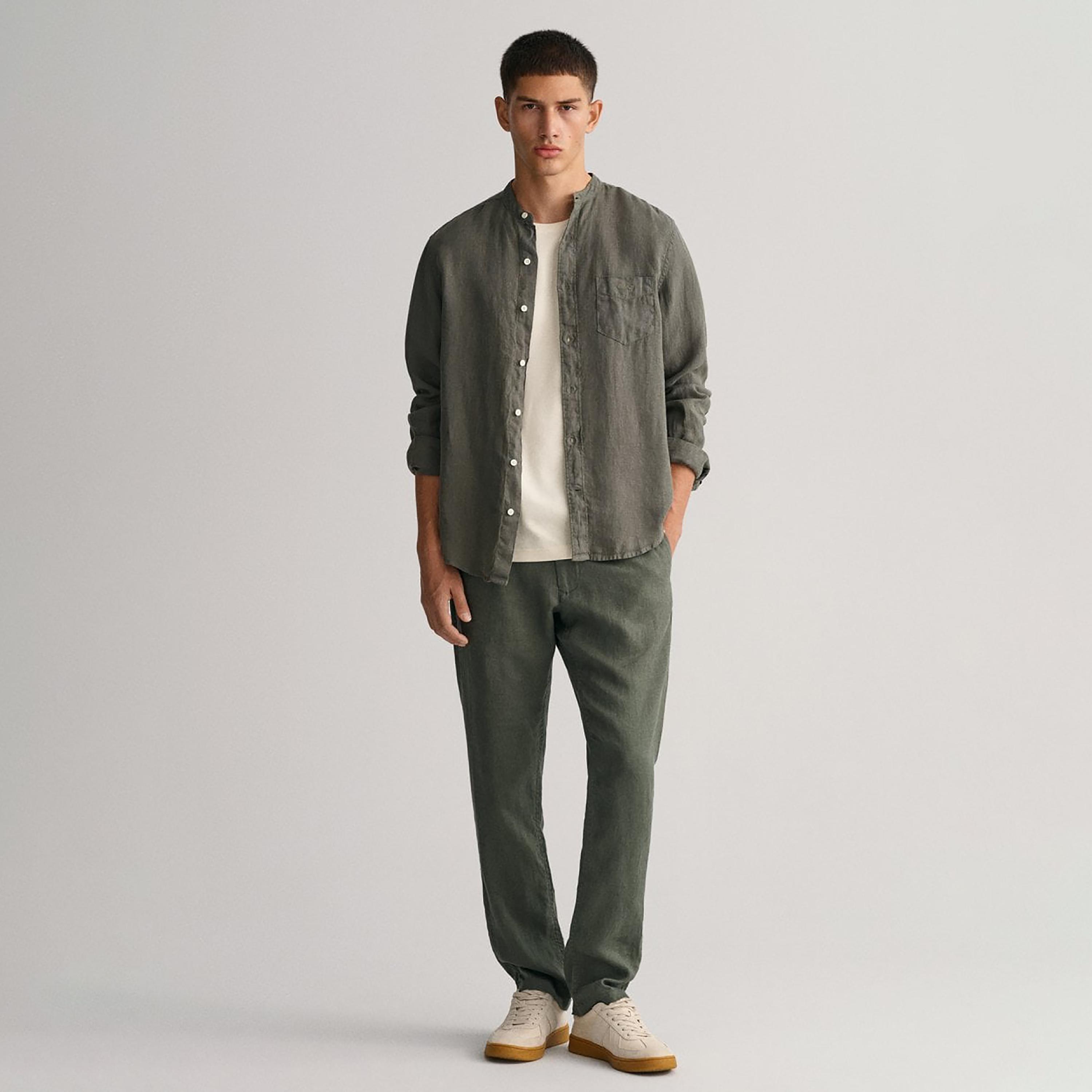 Gant Logo Detail Mandarin Long Sleeves Shirt with Patch Pocket-men-clothing-shirts-image-2