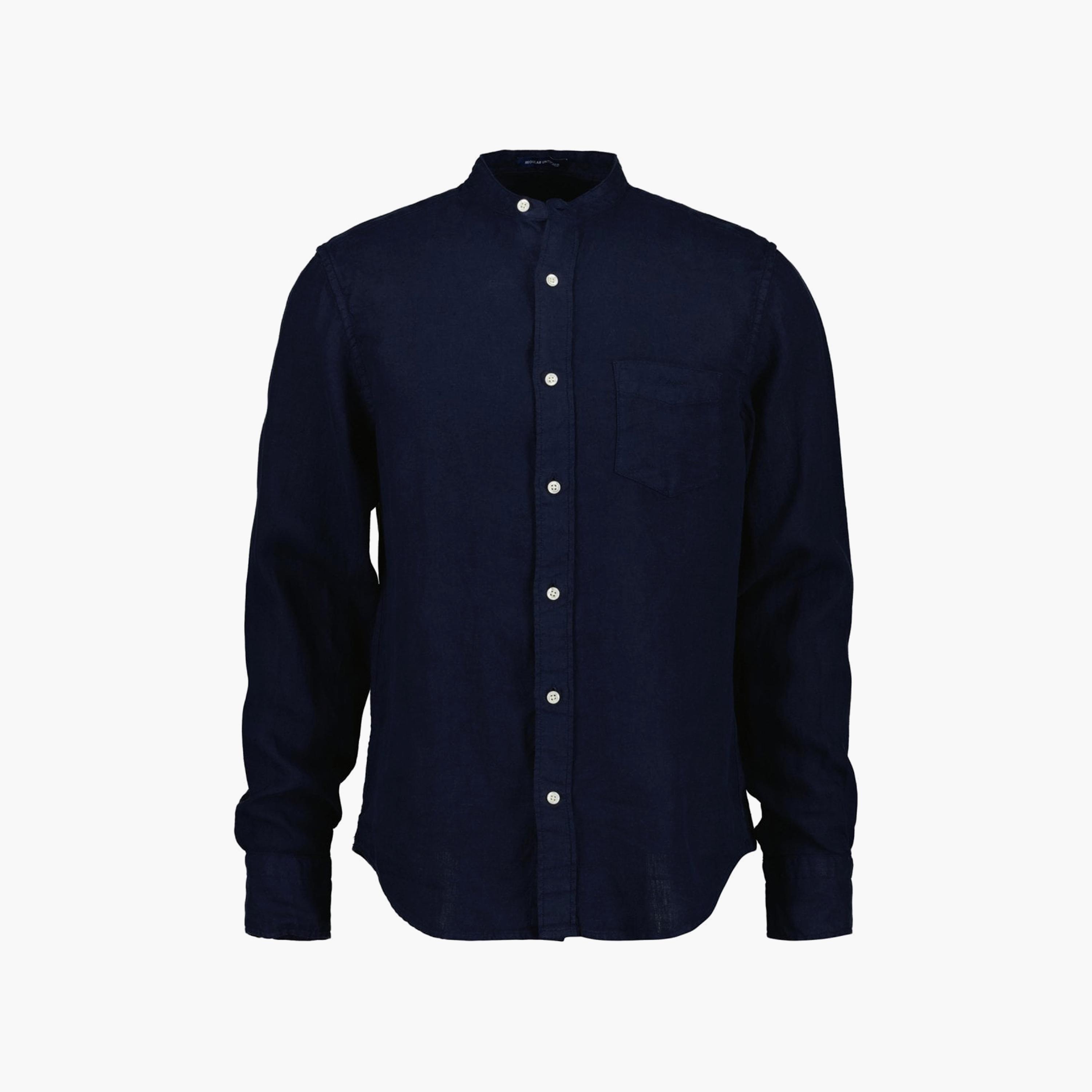 Gant Logo Detail Mandarin Long Sleeves Shirt with Patch Pocket-men-clothing-shirts-image-1