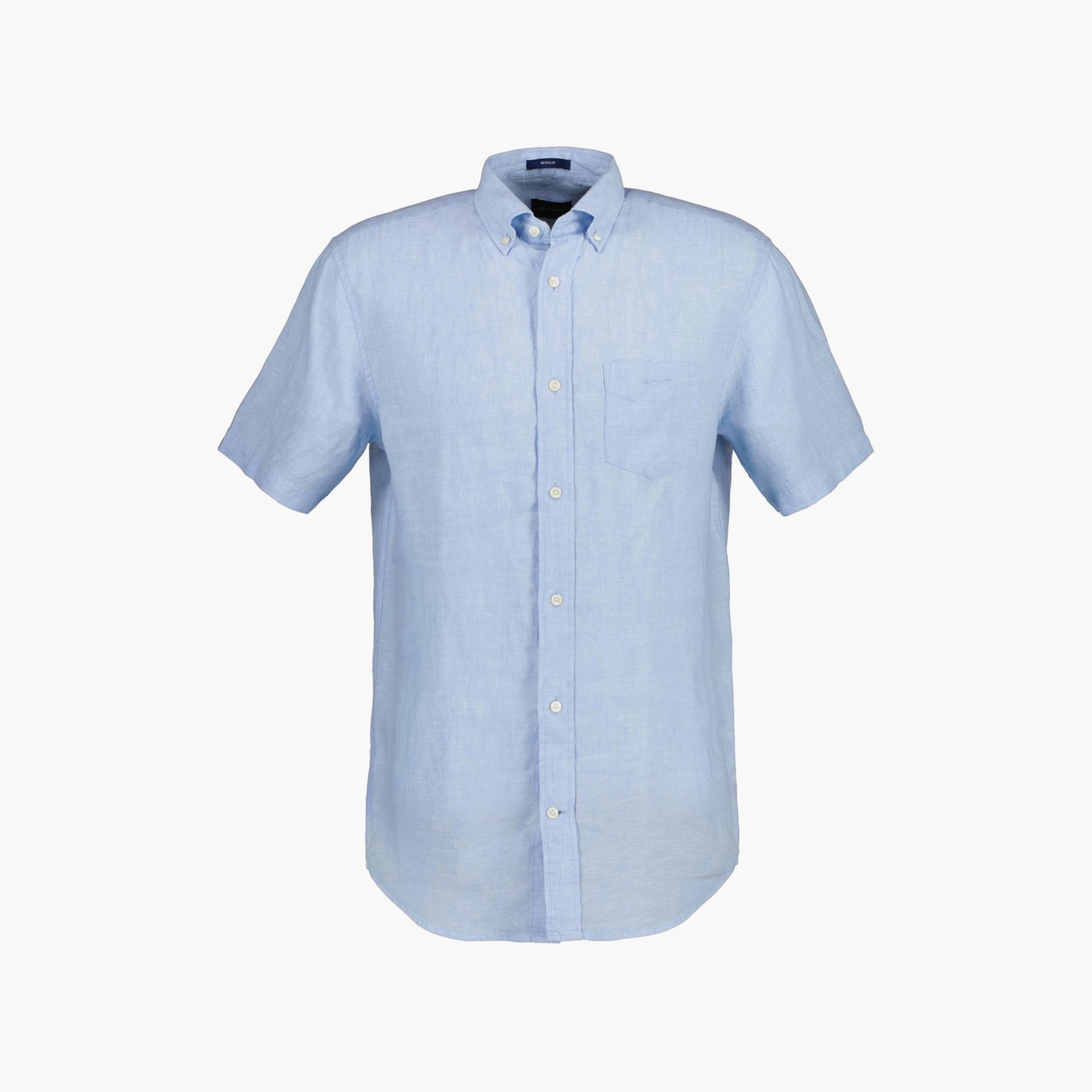 قميص من جانت بأكمام قصيرة وياقة بأزرار سفلية وجيب رقعة-men-clothing-shirts-image-1