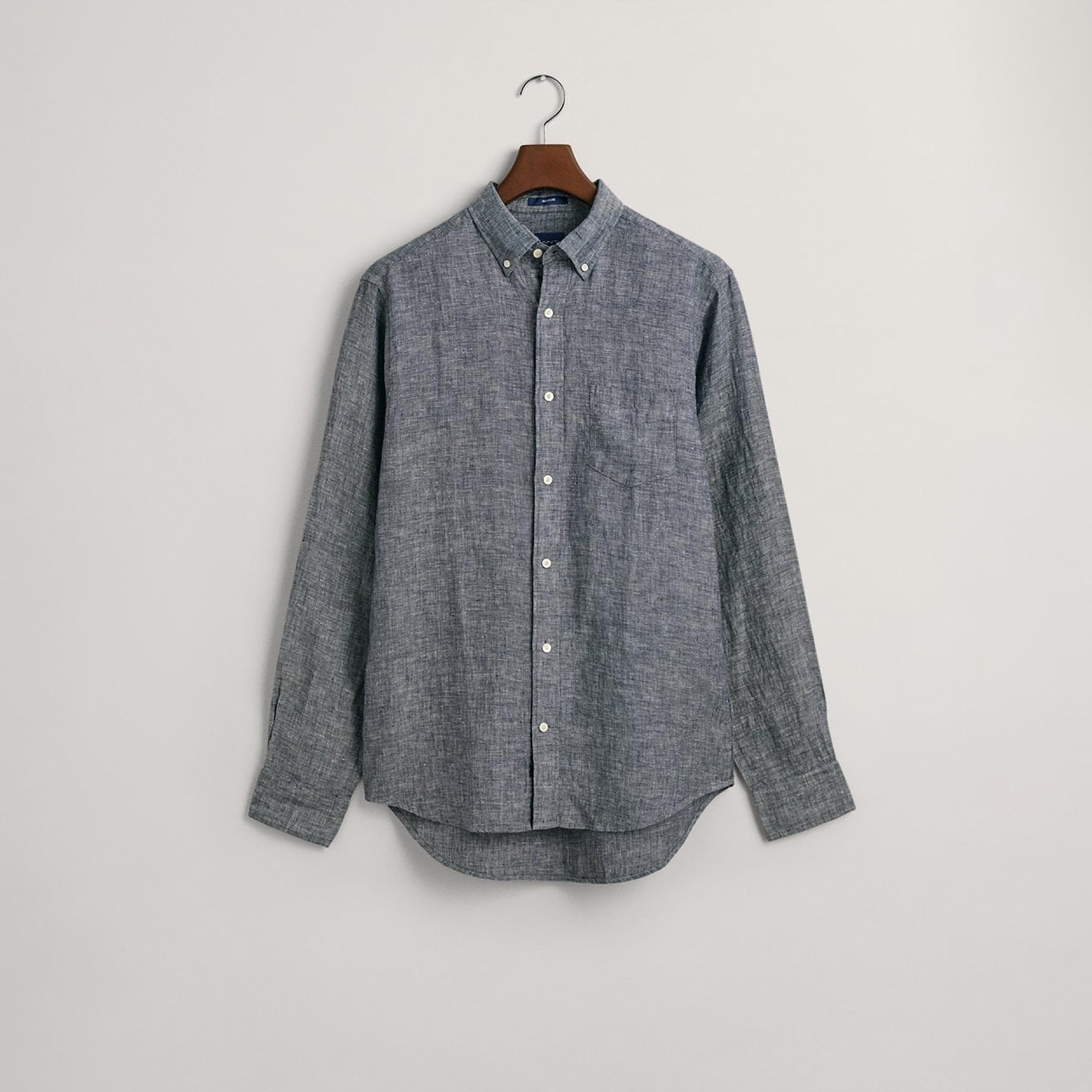 Gant Logo Detail Button Down Collar Long Sleeves Shirt with Patch Pocket-men-clothing-shirts-image-1