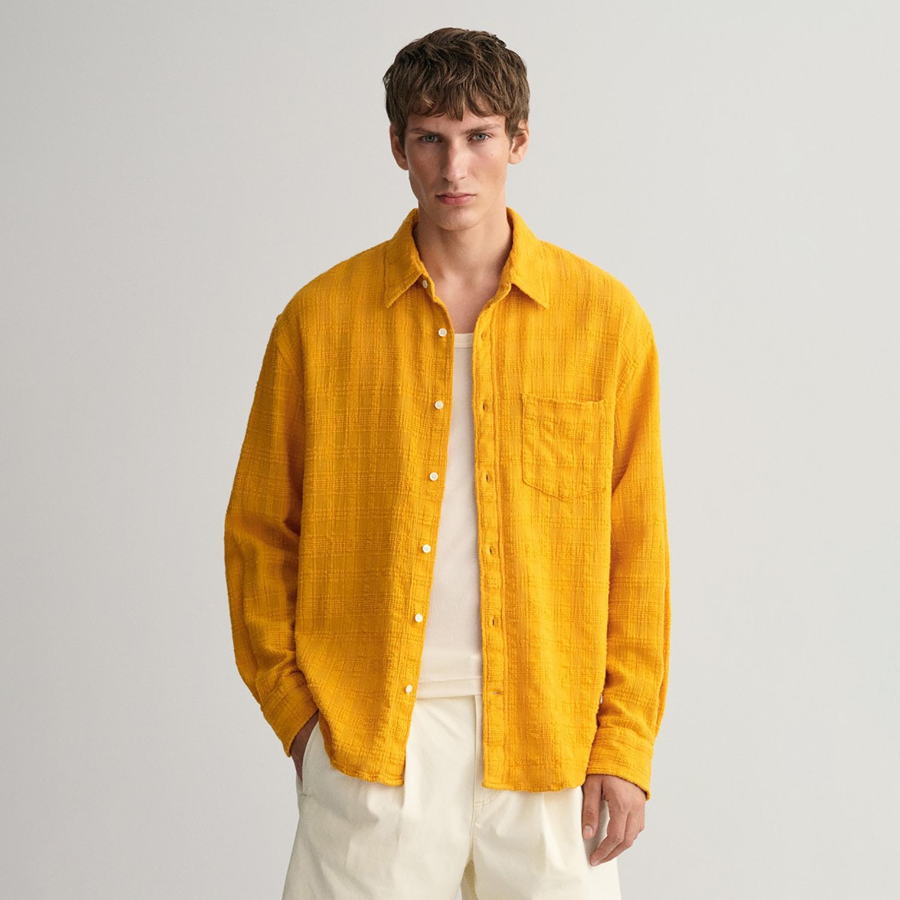 Gant Textured Collared Long Sleeves Shirt with Patch Pocket-men-clothing-shirts-image-1
