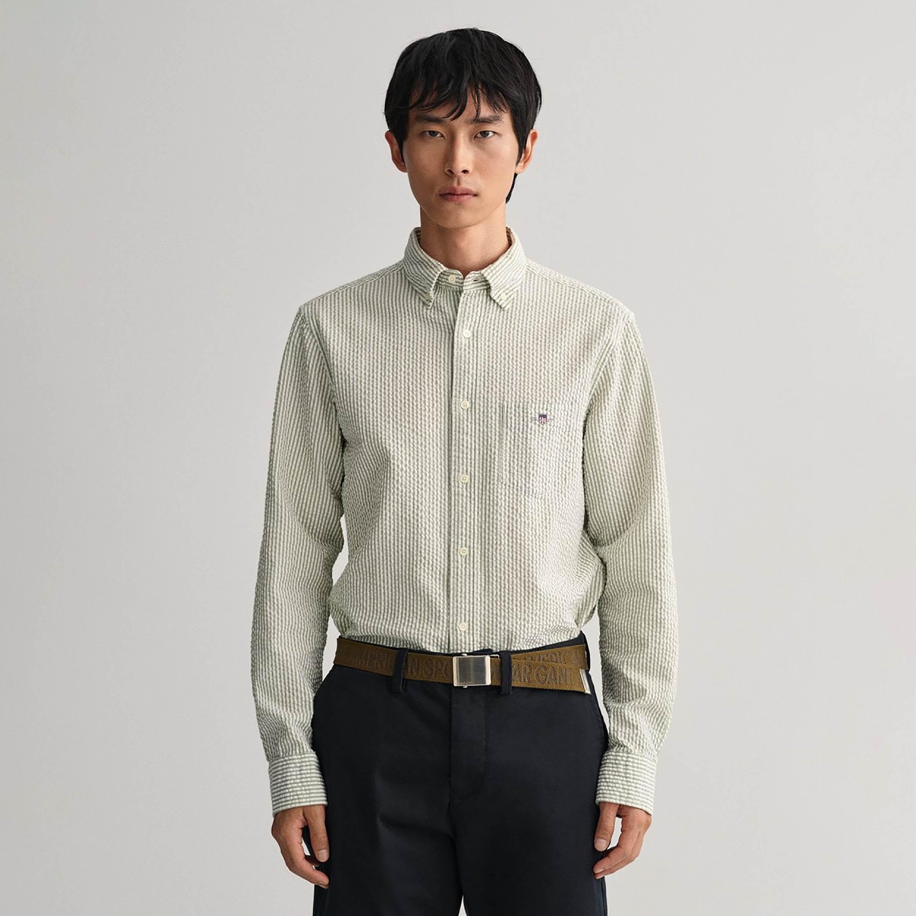Gant Regular Fit Striped Collared Long Sleeves Men's Shirt-men-clothing-shirts-image-1