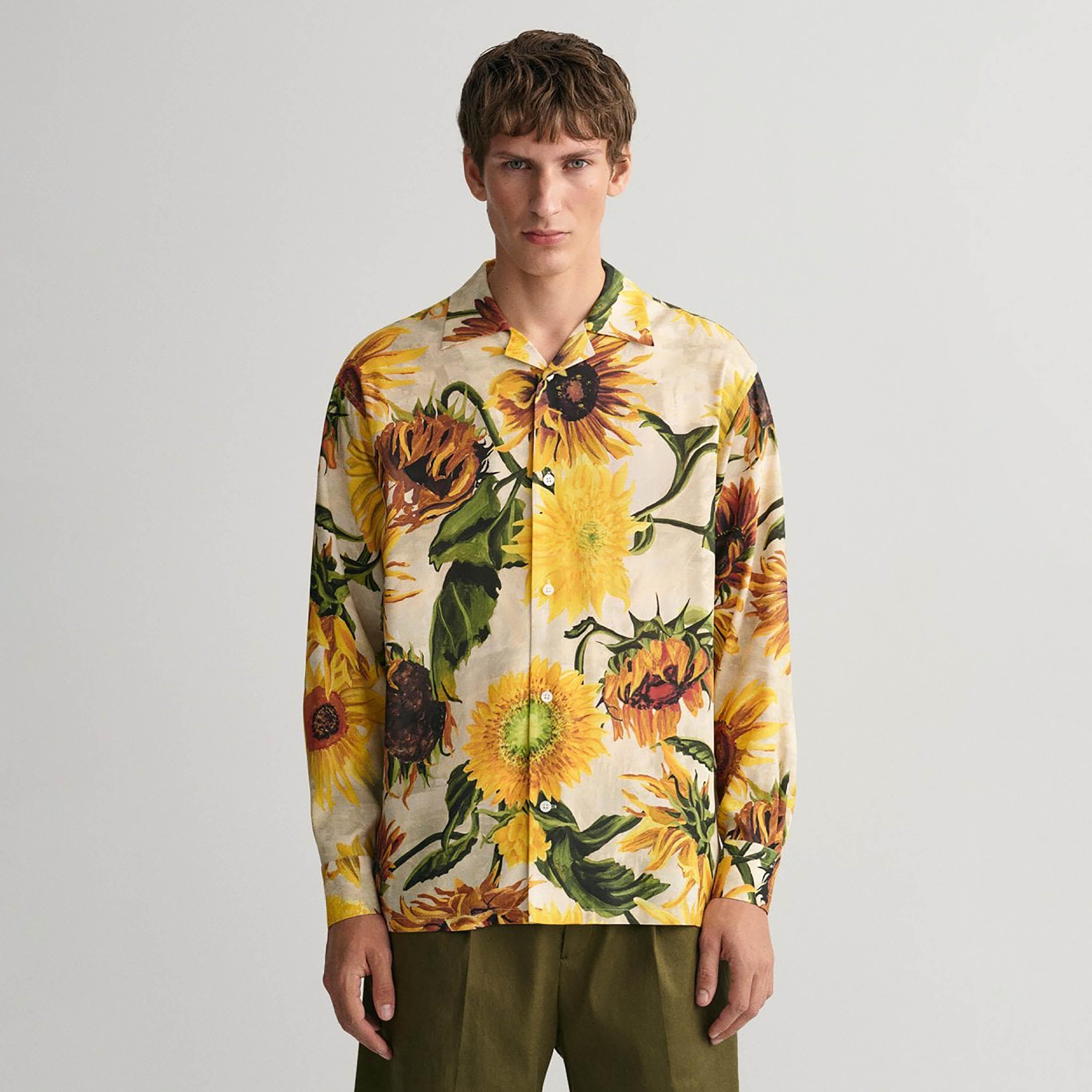 Gant Relaxed Fit Floral Print Collared Long Sleeves Men's Shirt-men-clothing-shirts-image-1
