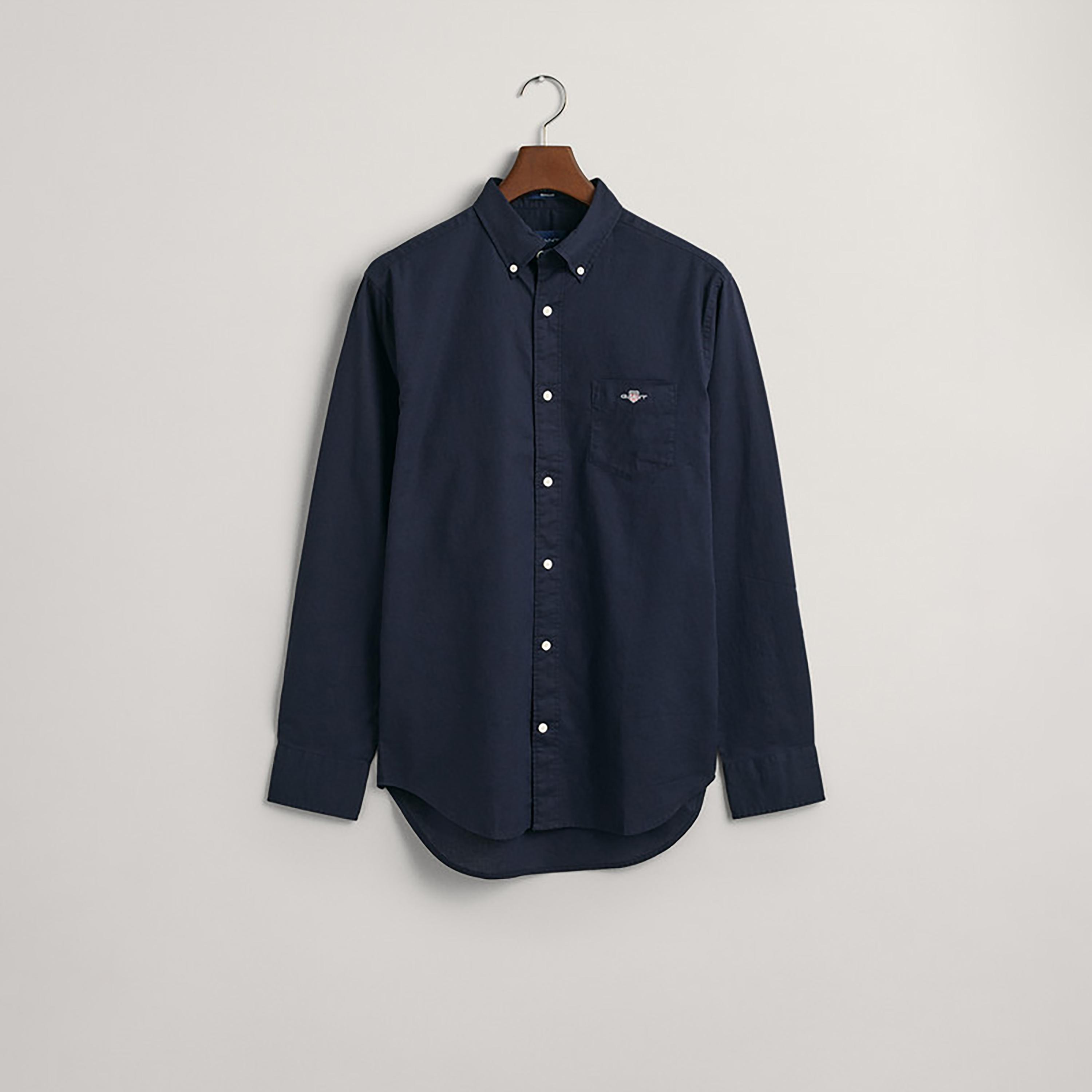 Gant Logo Detail Button Down Collar Long Sleeves Shirt with Patch Pocket-men-clothing-shirts-image-1